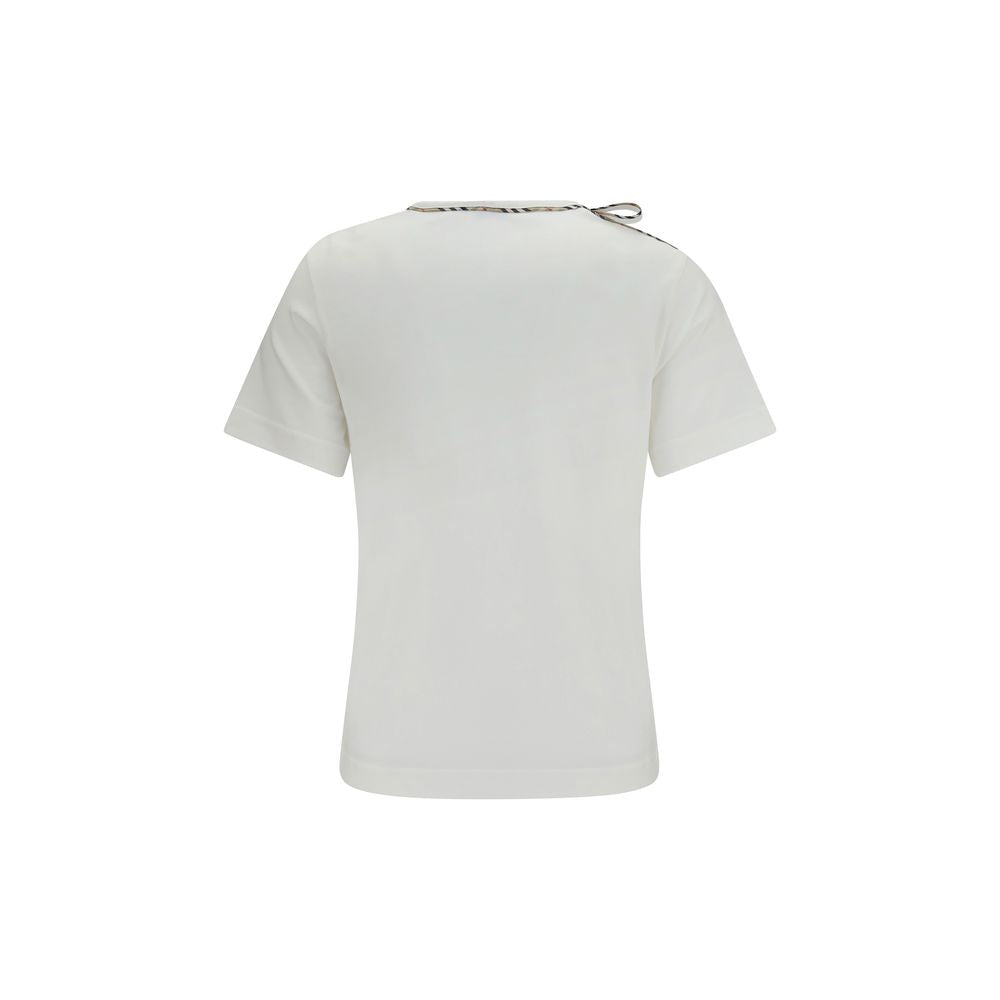 Burberry – T-shirt en coton côtelé avec détails lacés