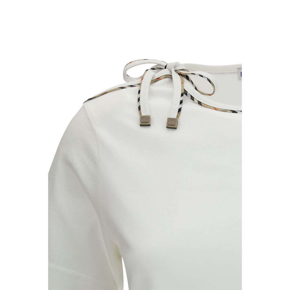 Burberry – T-shirt en coton côtelé avec détails lacés