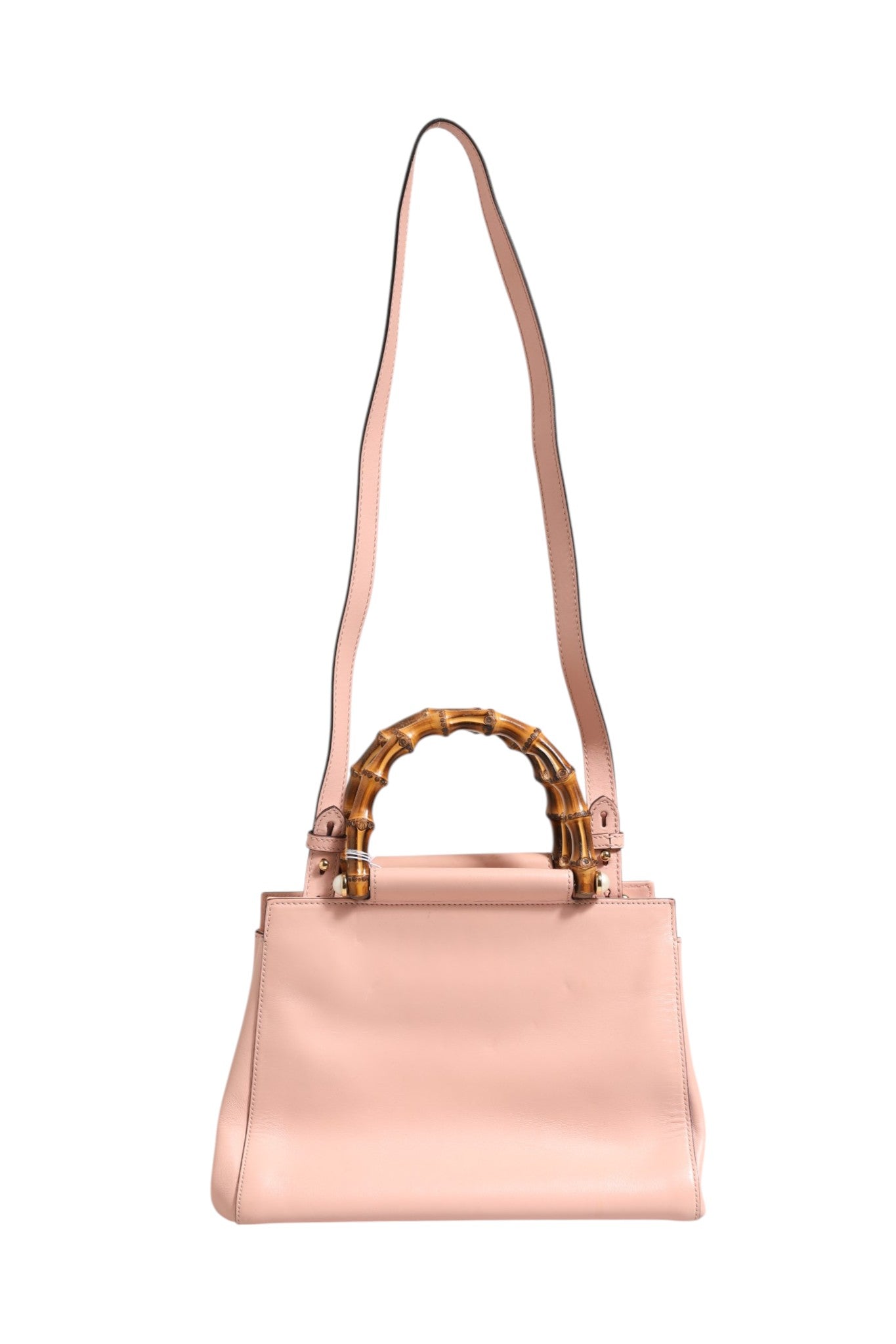 Sac à poignée supérieure Nymphaea Small en cuir de veau rose et blanc