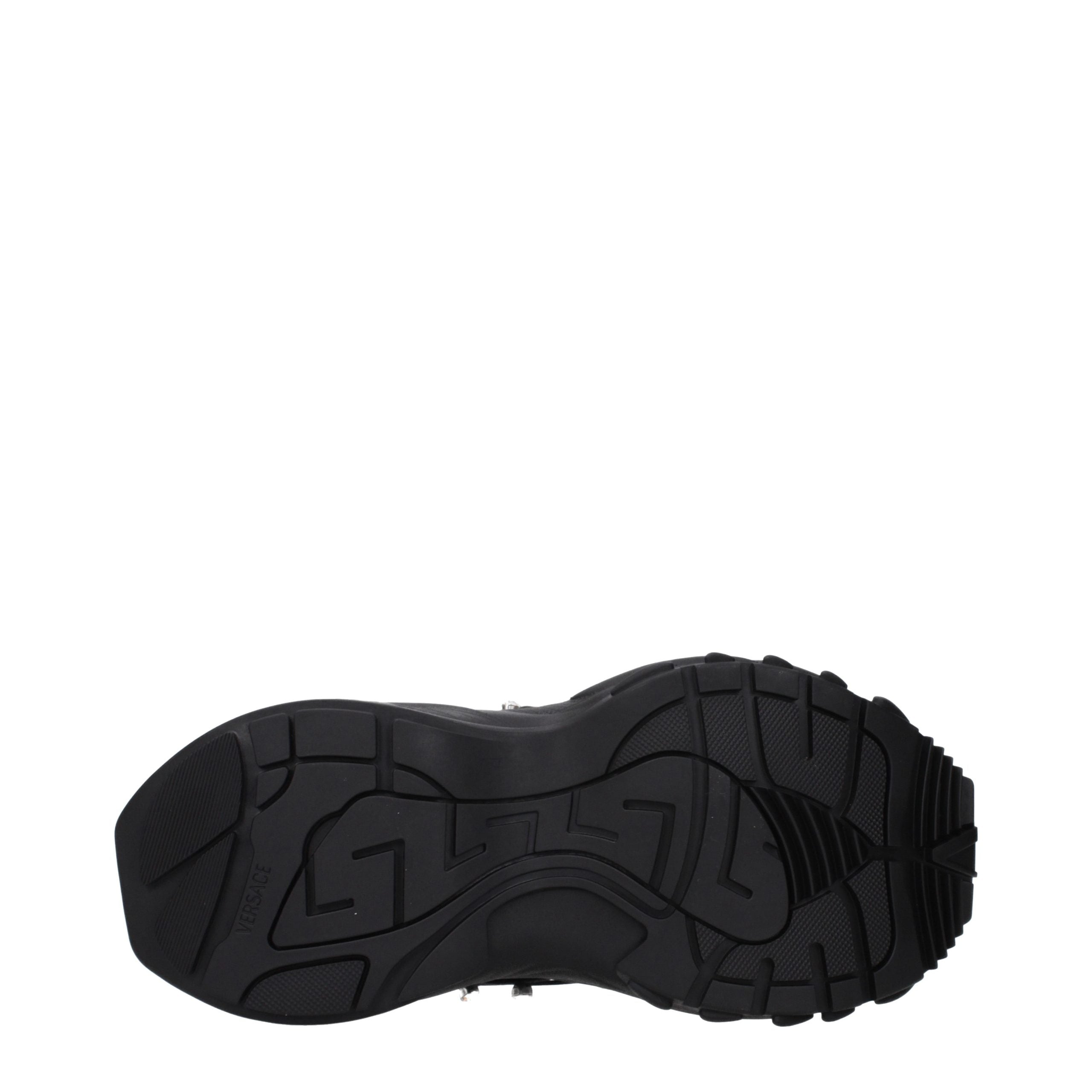 Versace – Sneakers en tissu noir avec logos et strass