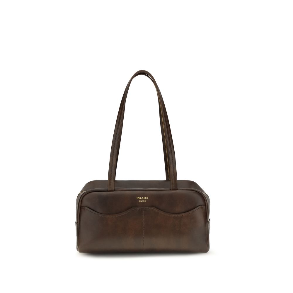 Prada – Sac porté épaule en cuir avec pochette amovible