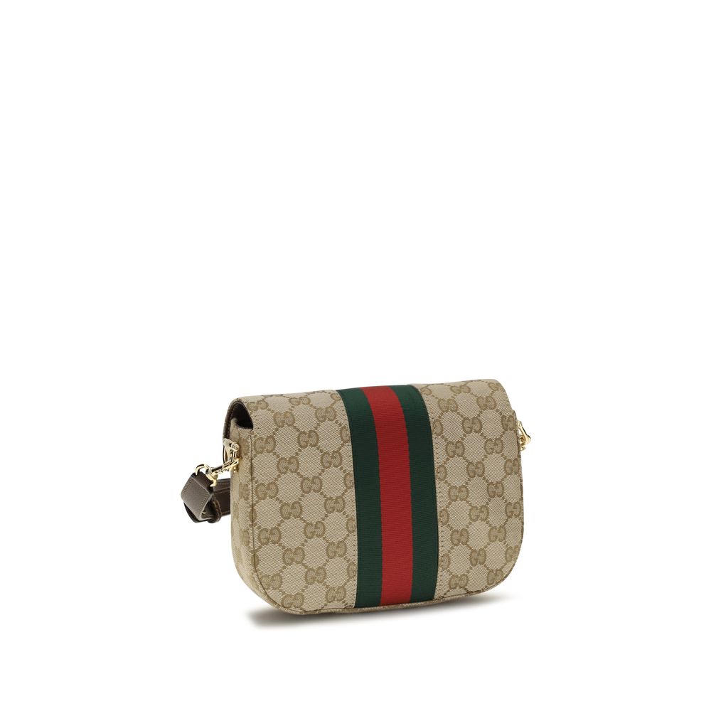 Gucci – Sac porté épaule Horsebit 1955 Small en tissu GG