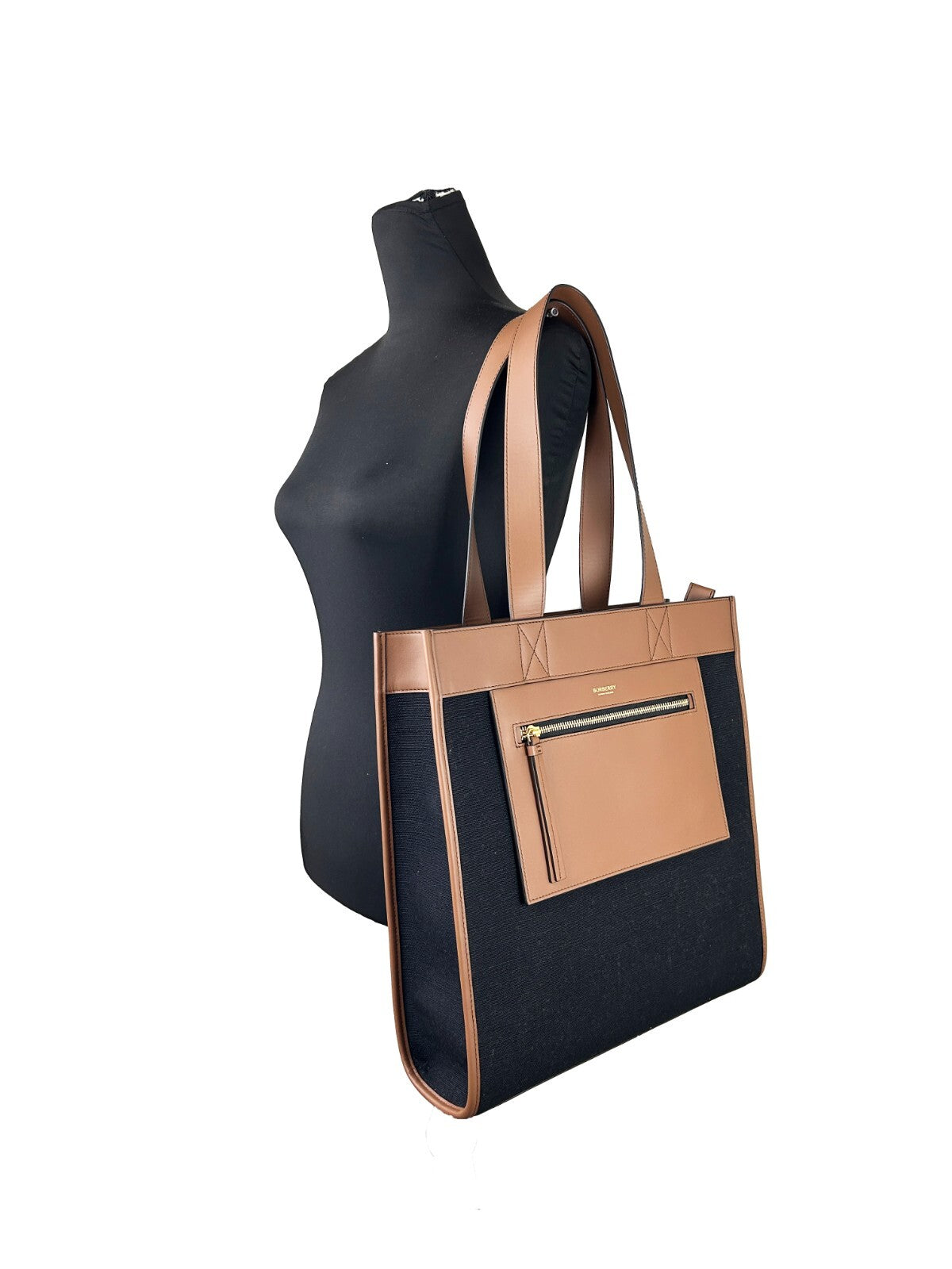 Burberry – Small Pocket Tote Manzon Bag en canvas et cuir