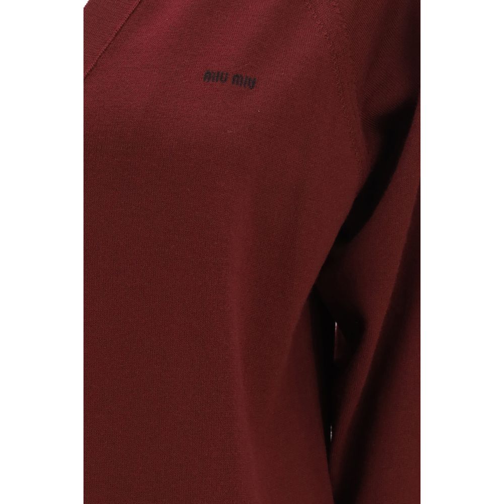 Miu Miu – Cardigan en laine vierge avec logo brodé
