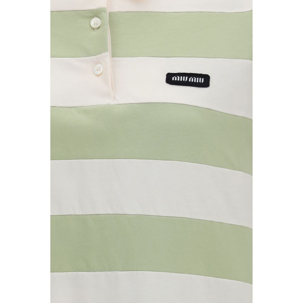 Miu Miu – Polo rayé à manches longues en coton