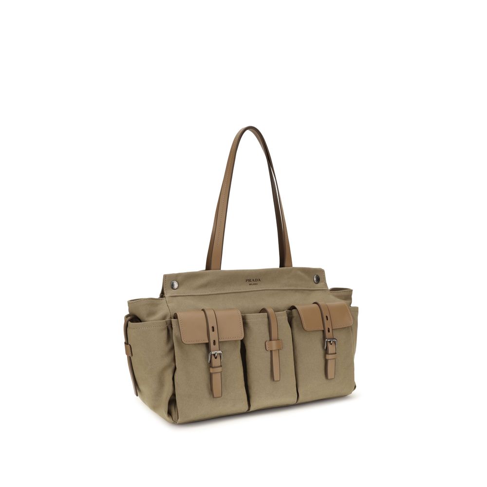 Prada – Sac cabas Route en toile et cuir