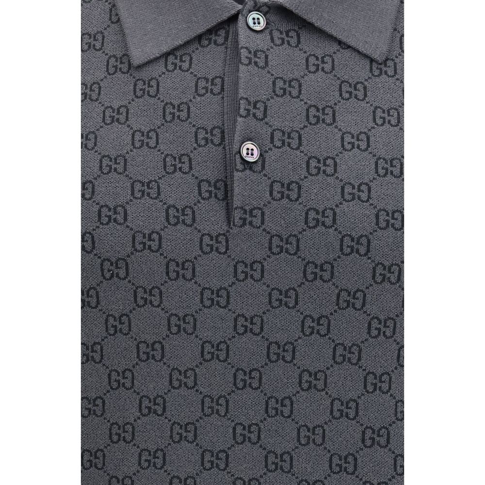 Gucci – Polo en laine et soie jacquard GG