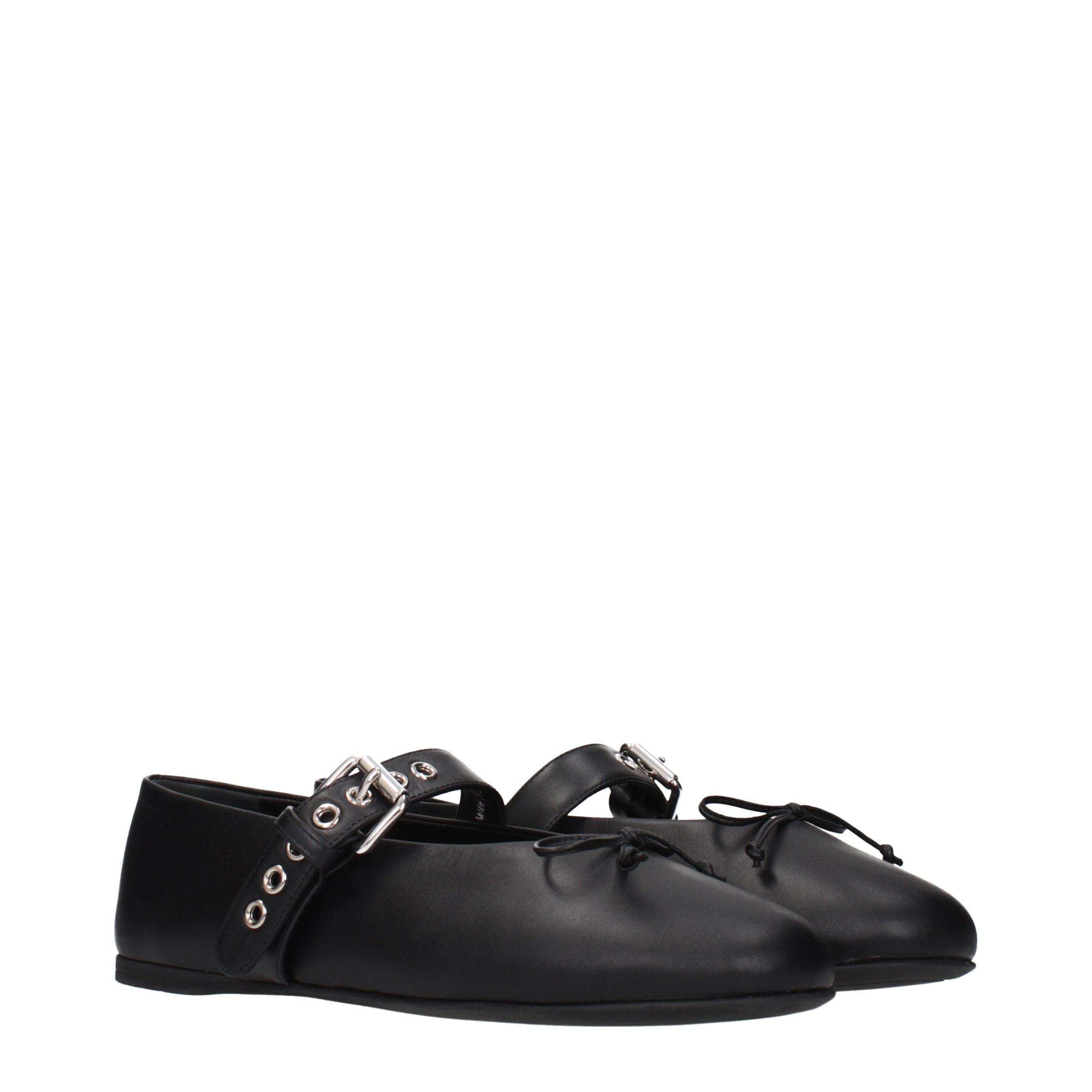 Miu Miu – Ballerines en cuir noir