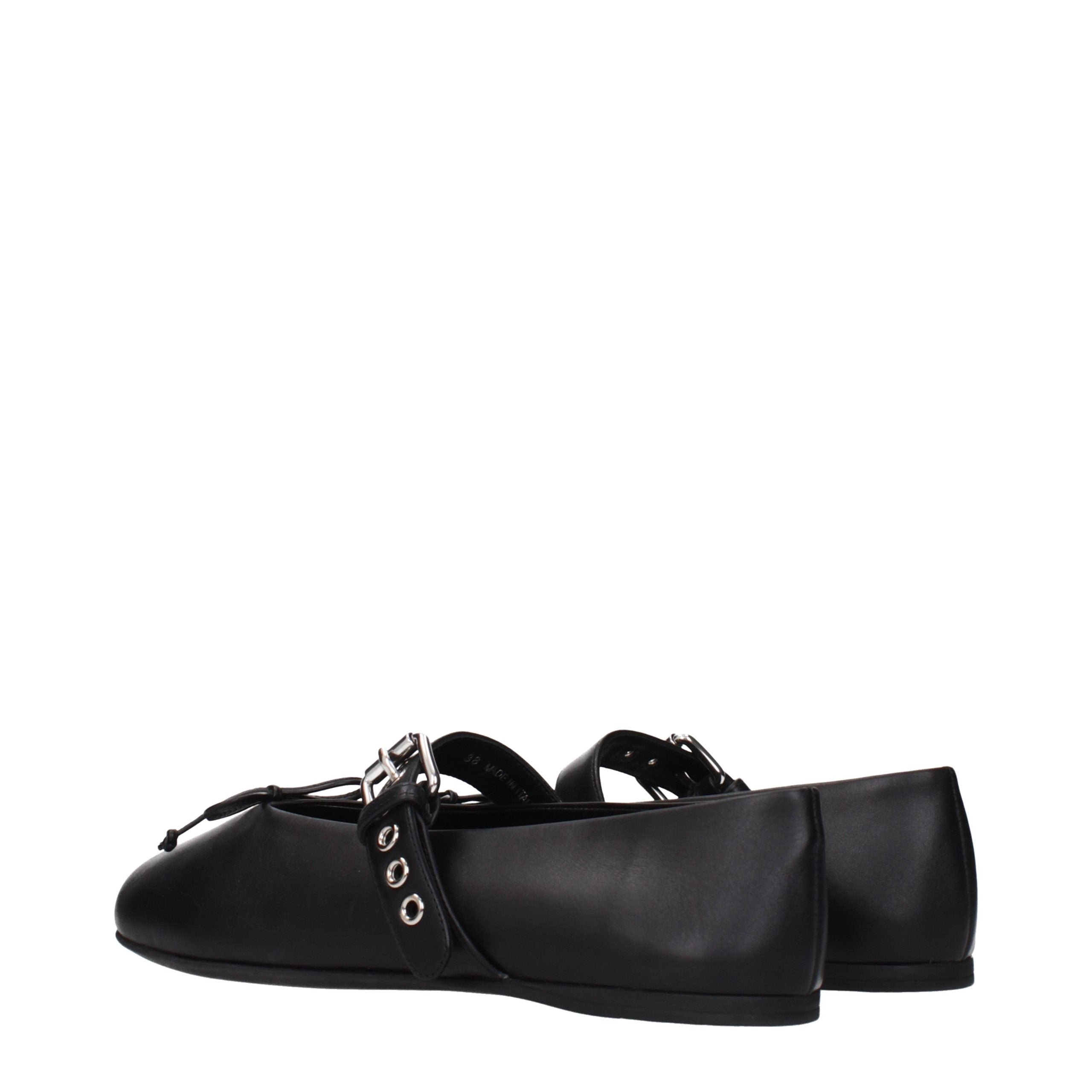 Miu Miu – Ballerines en cuir noir