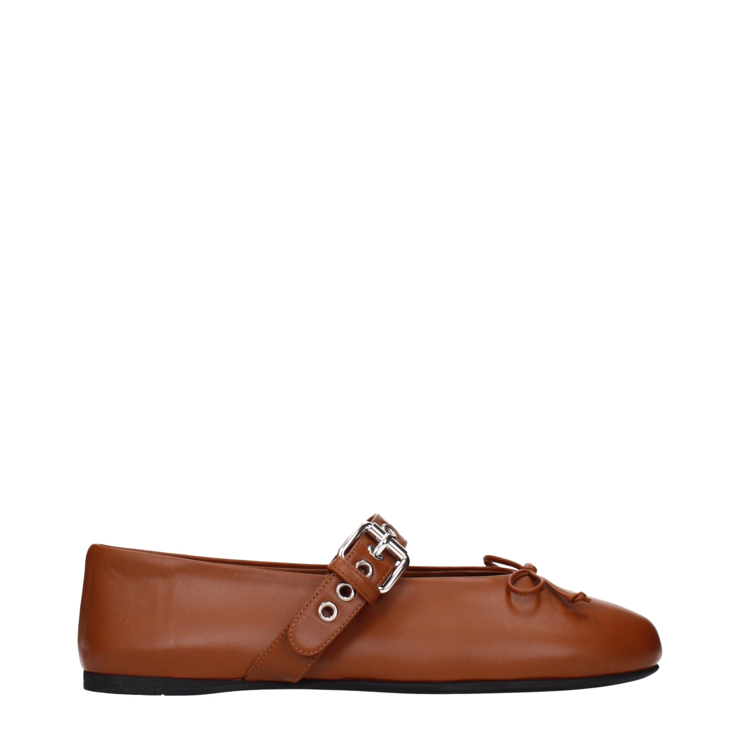 Miu Miu – Ballerines en cuir marron