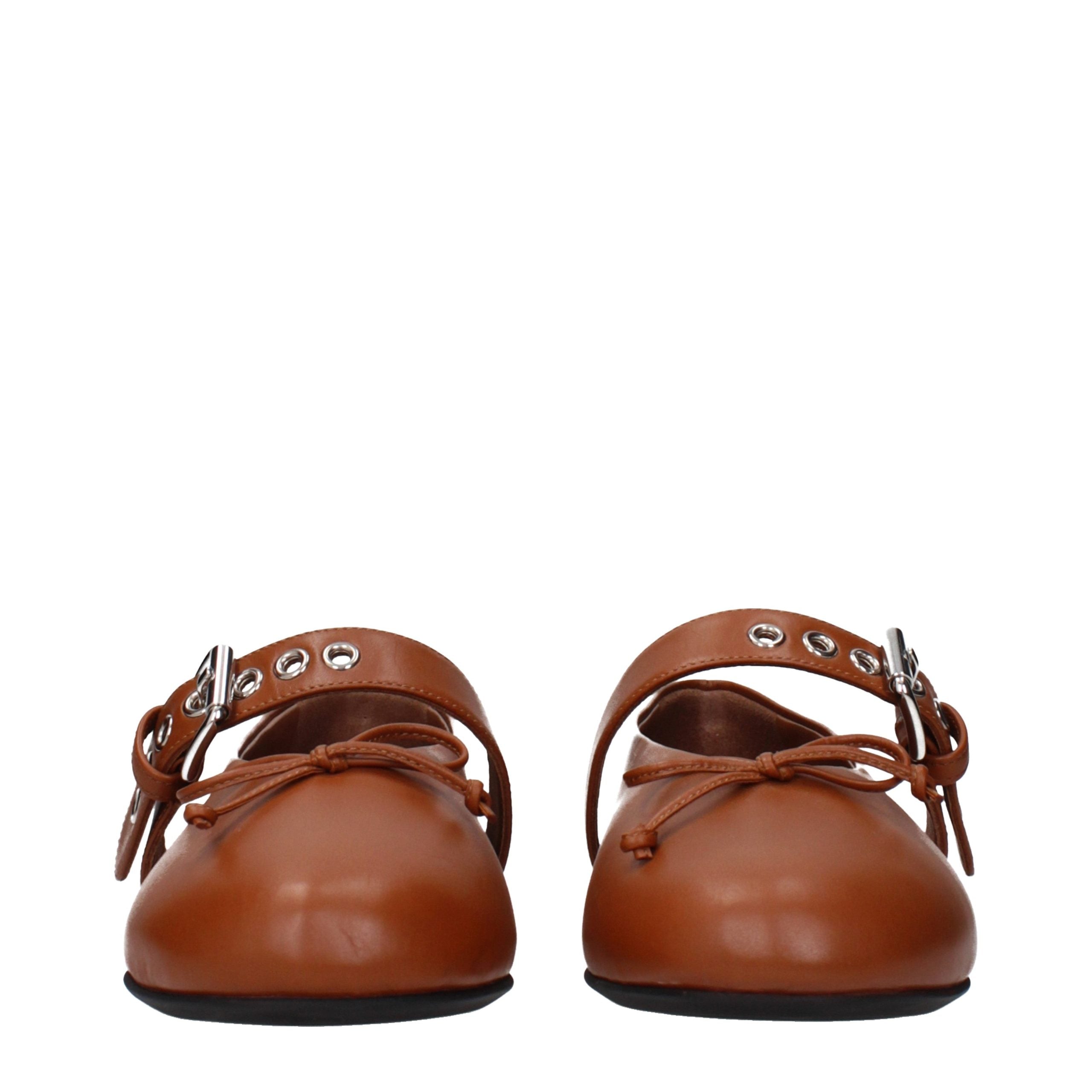 Miu Miu – Ballerines en cuir marron