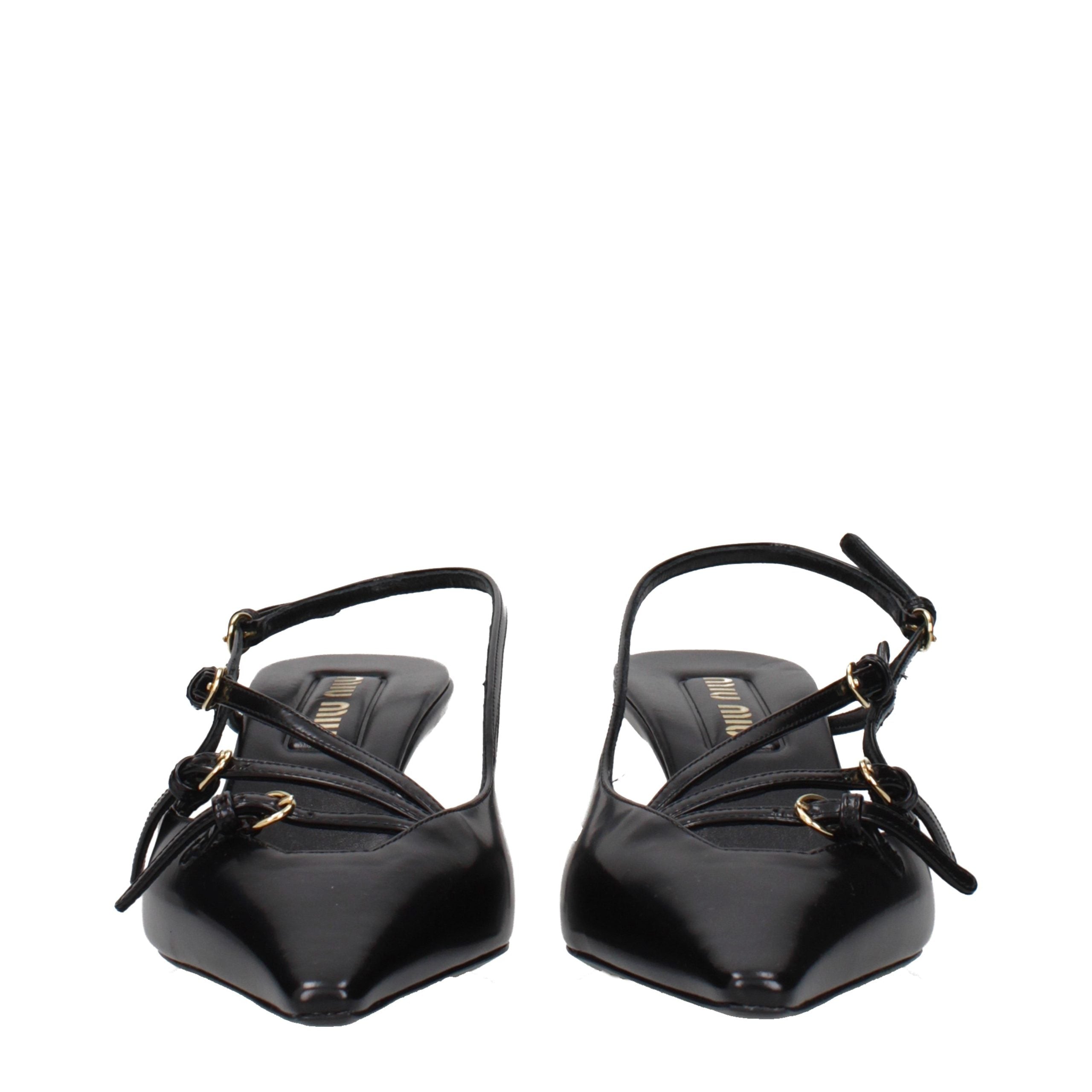 Miu Miu – Sandales en cuir noir