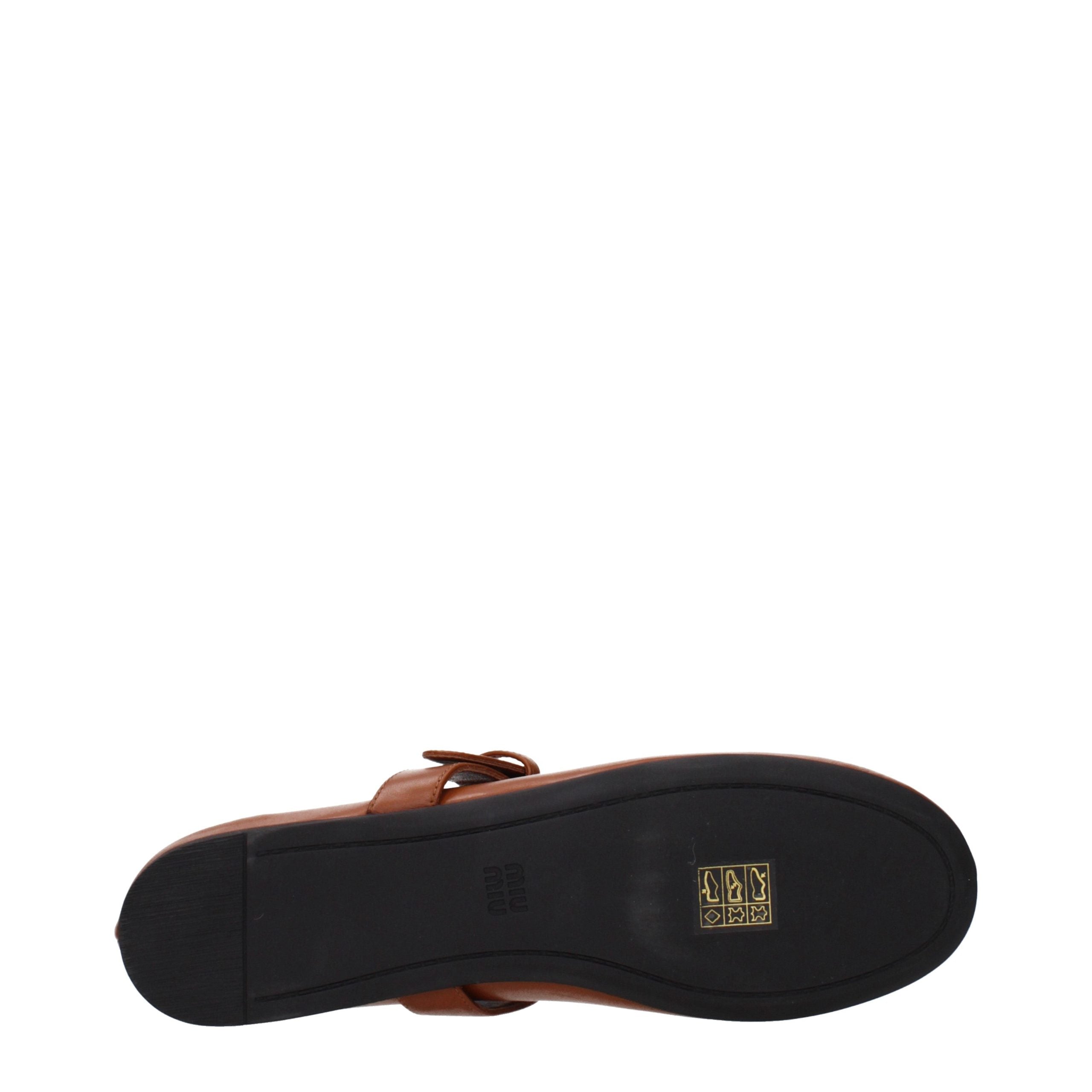 Miu Miu – Ballerines en cuir marron