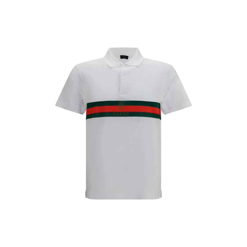 Gucci – Polo en jersey de coton avec Web et blason Gucci