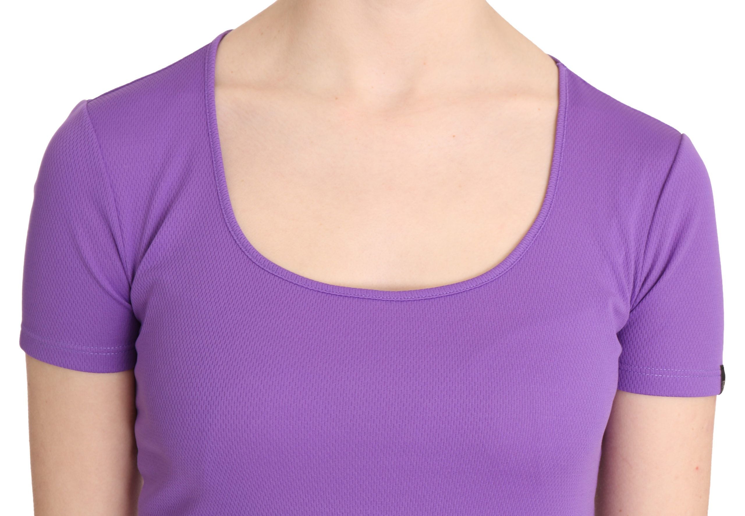 Purple 100% Polyester Short Sleeve Top Blouse