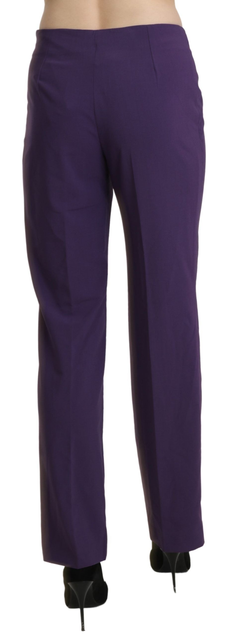 Purple High Waist Straight Dress Trouser Pants