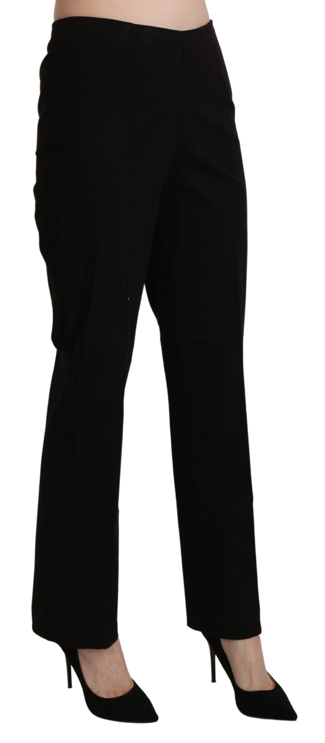 Black High Waist Straight Dress Trouser Pant
