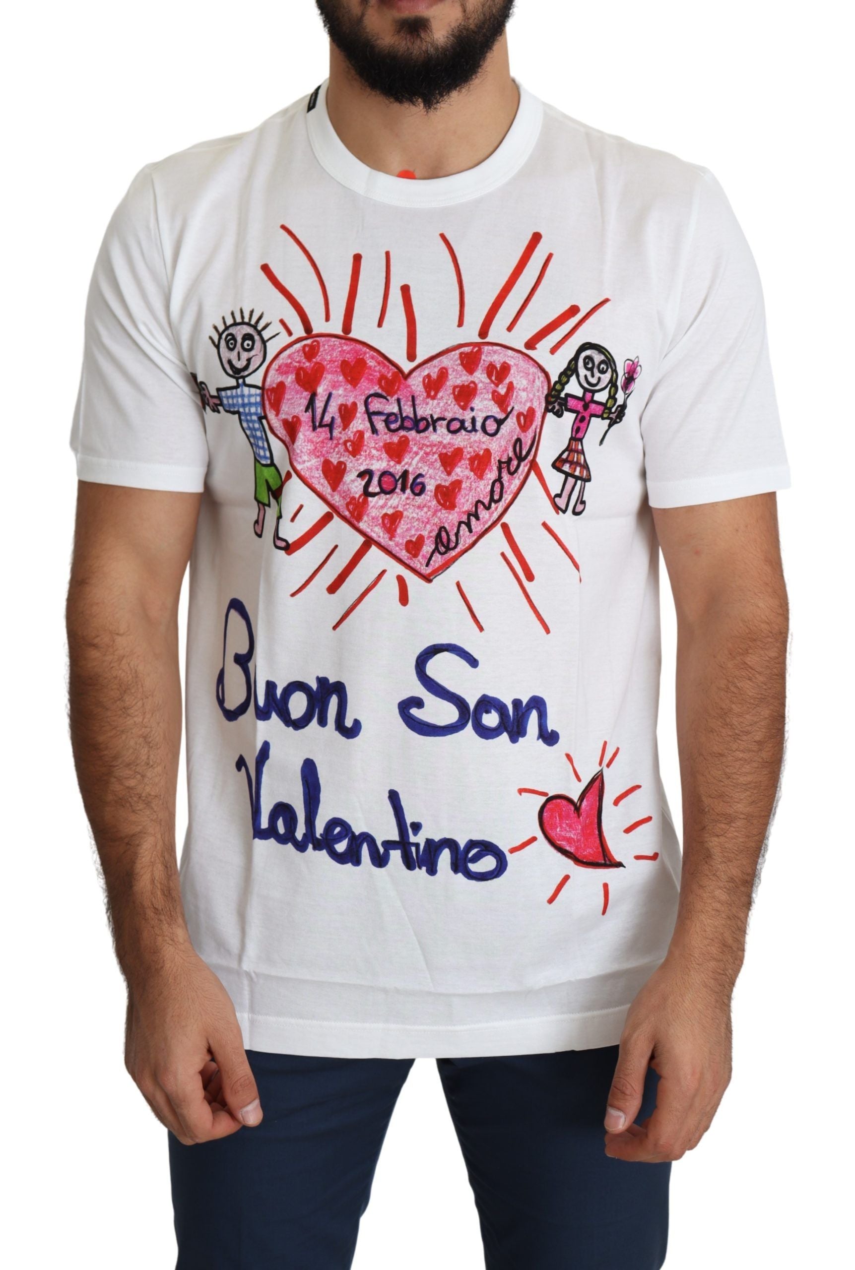 White Saint Valentine Hearts Print Men T-shirt