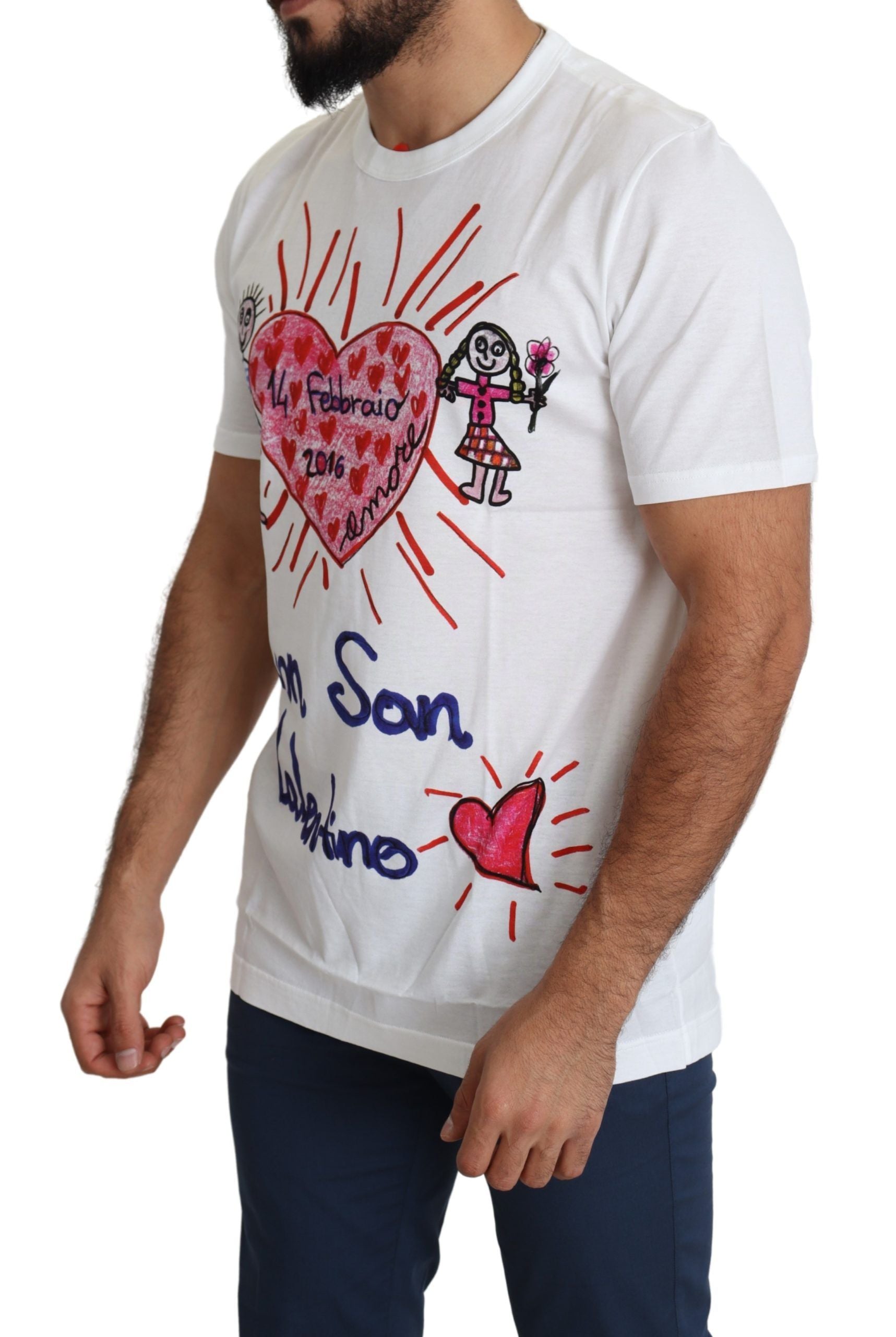 White Saint Valentine Hearts Print Men T-shirt