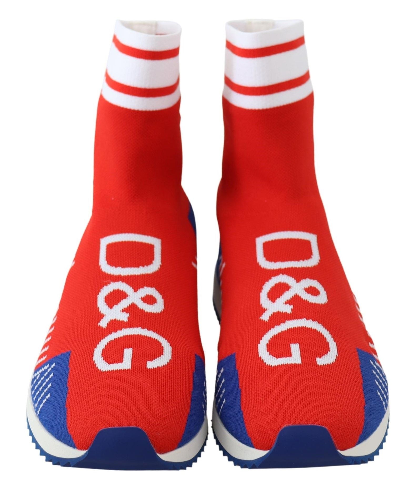 Blaue und rote Sorrento Logo Sneakers Socken Schuhe