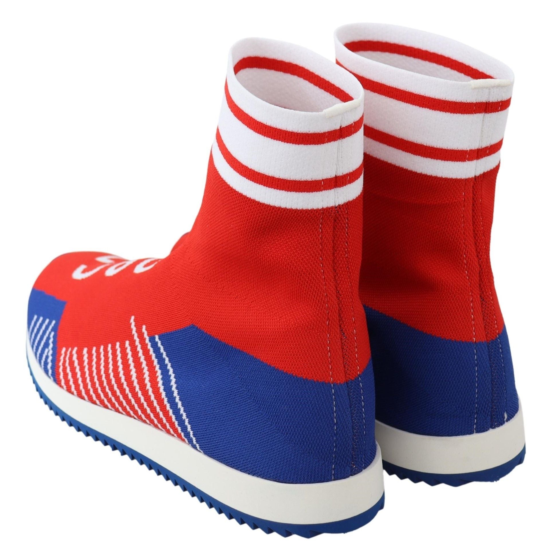 Blaue und rote Sorrento Logo Sneakers Socken Schuhe