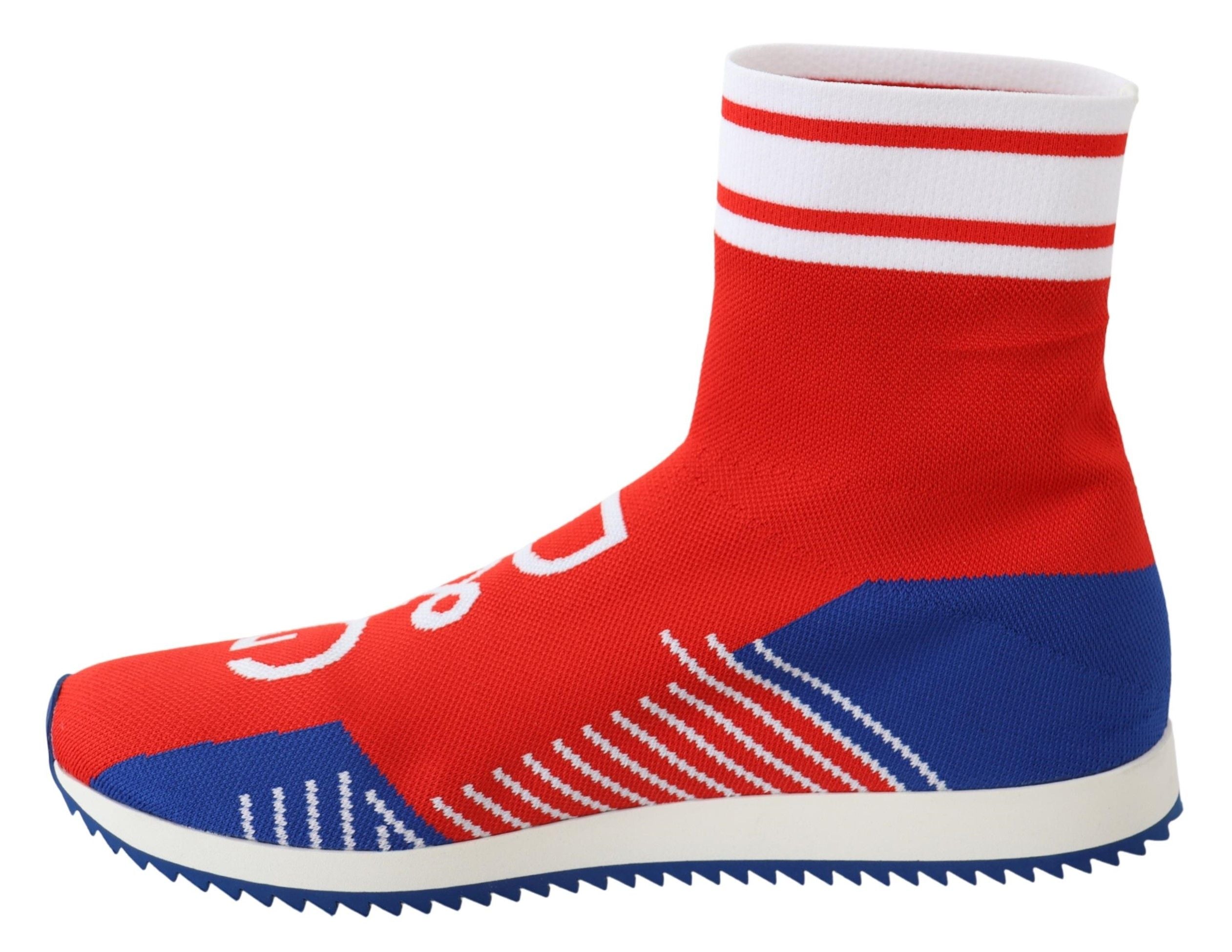 Blaue und rote Sorrento Logo Sneakers Socken Schuhe