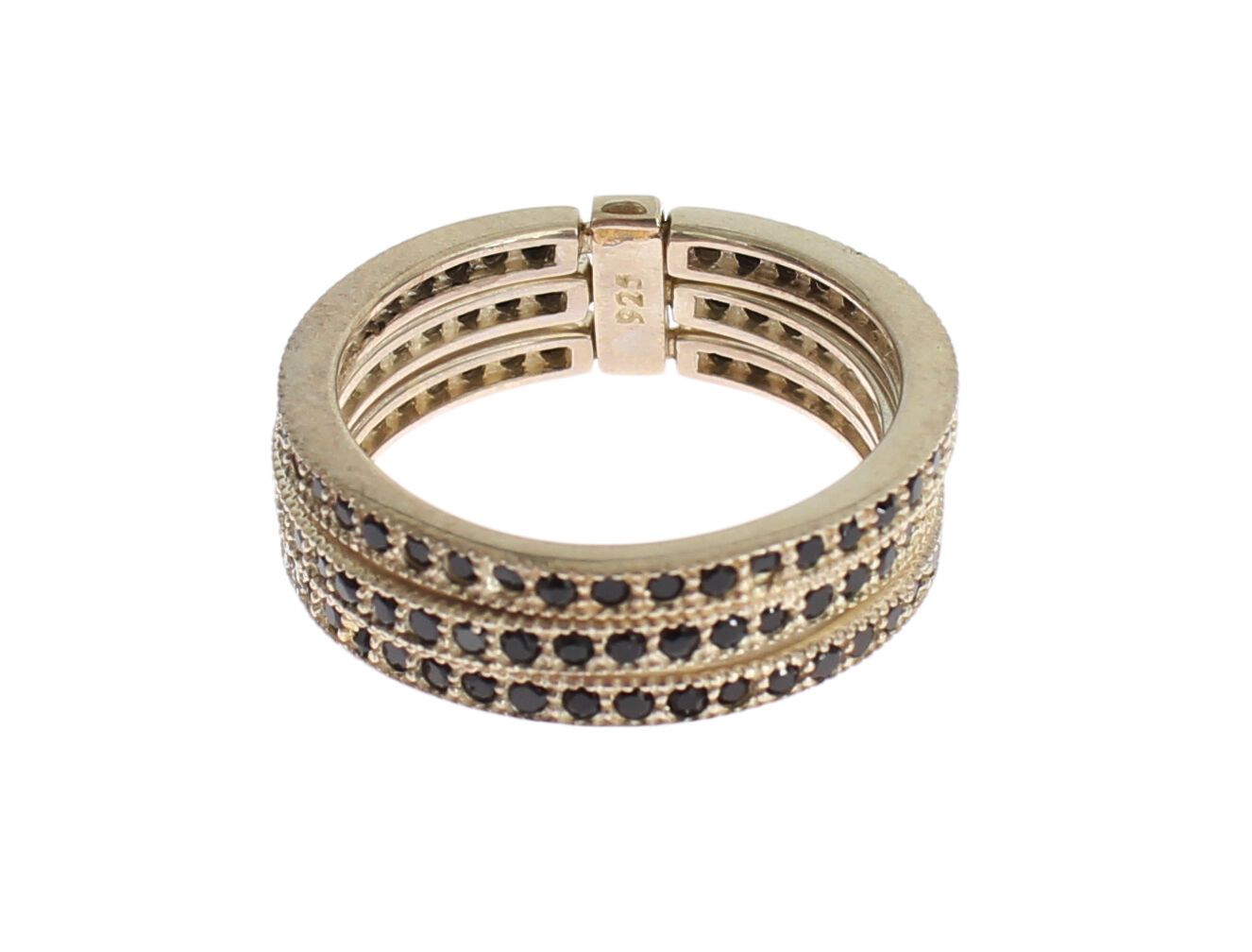 Schwarzer Damenring aus 925er Sterlingsilber mit Zirkonia