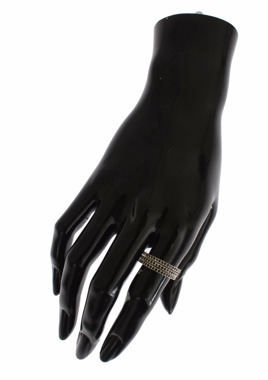 Schwarzer Damenring aus 925er Sterlingsilber mit Zirkonia