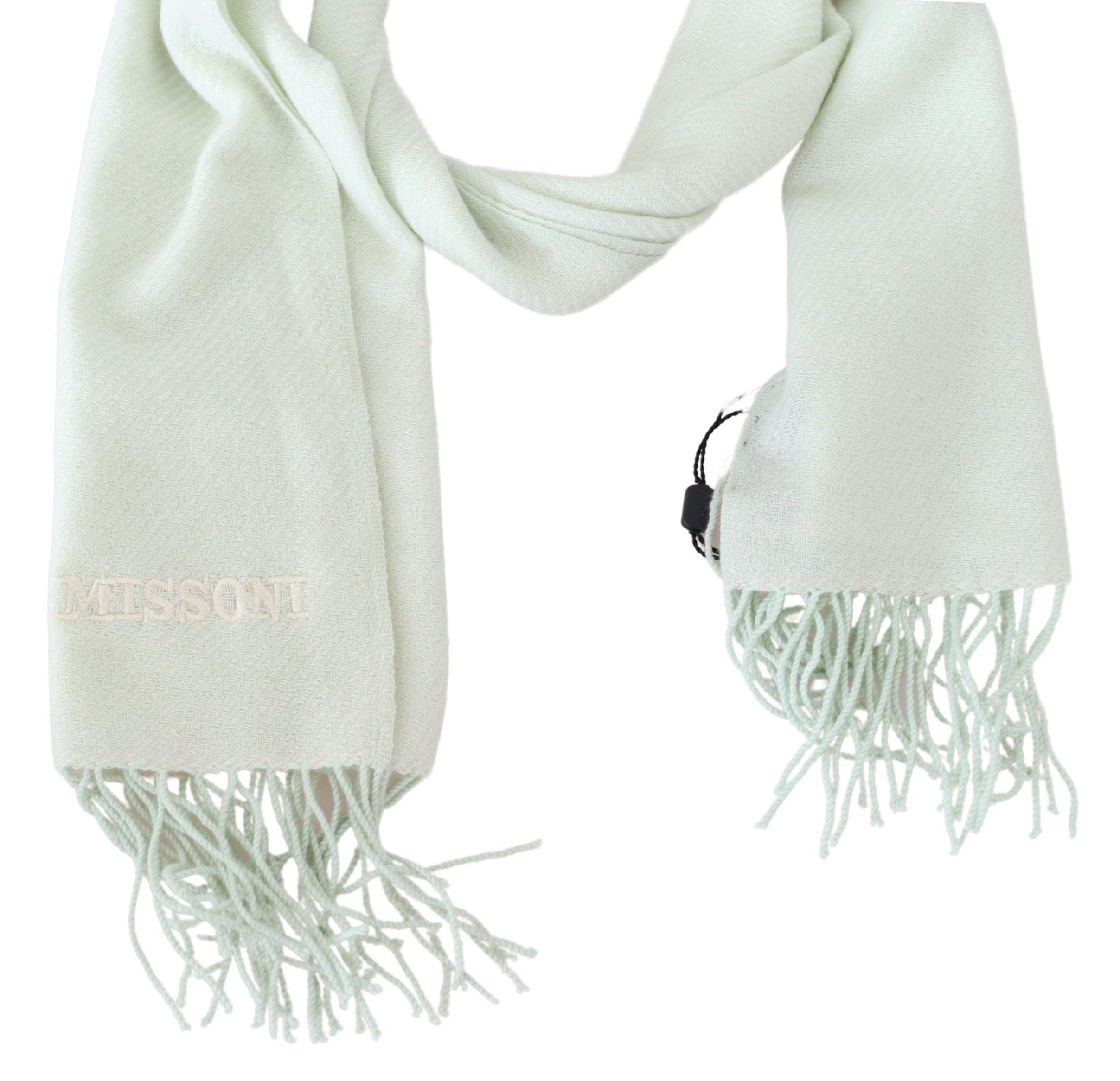 Light Green Pattern Cashmere Unisex Wrap Fringes Scarf