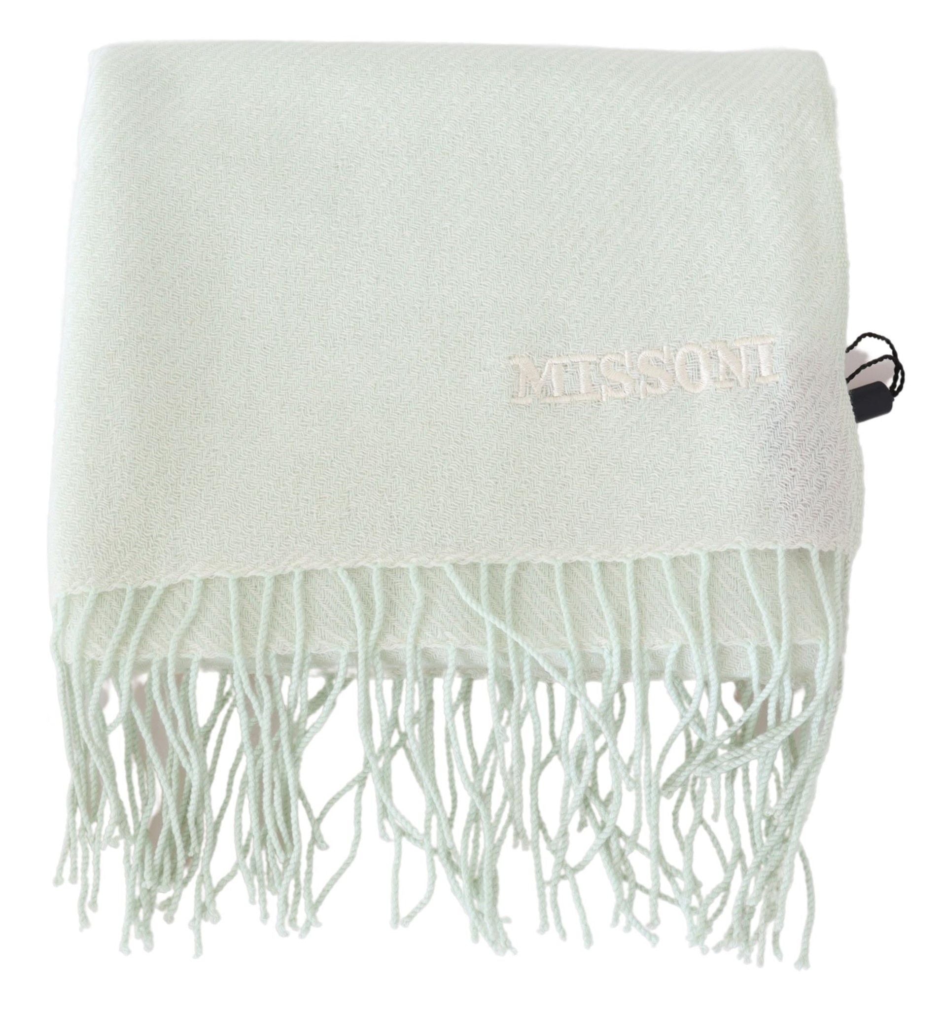Light Green Pattern Cashmere Unisex Wrap Fringes Scarf