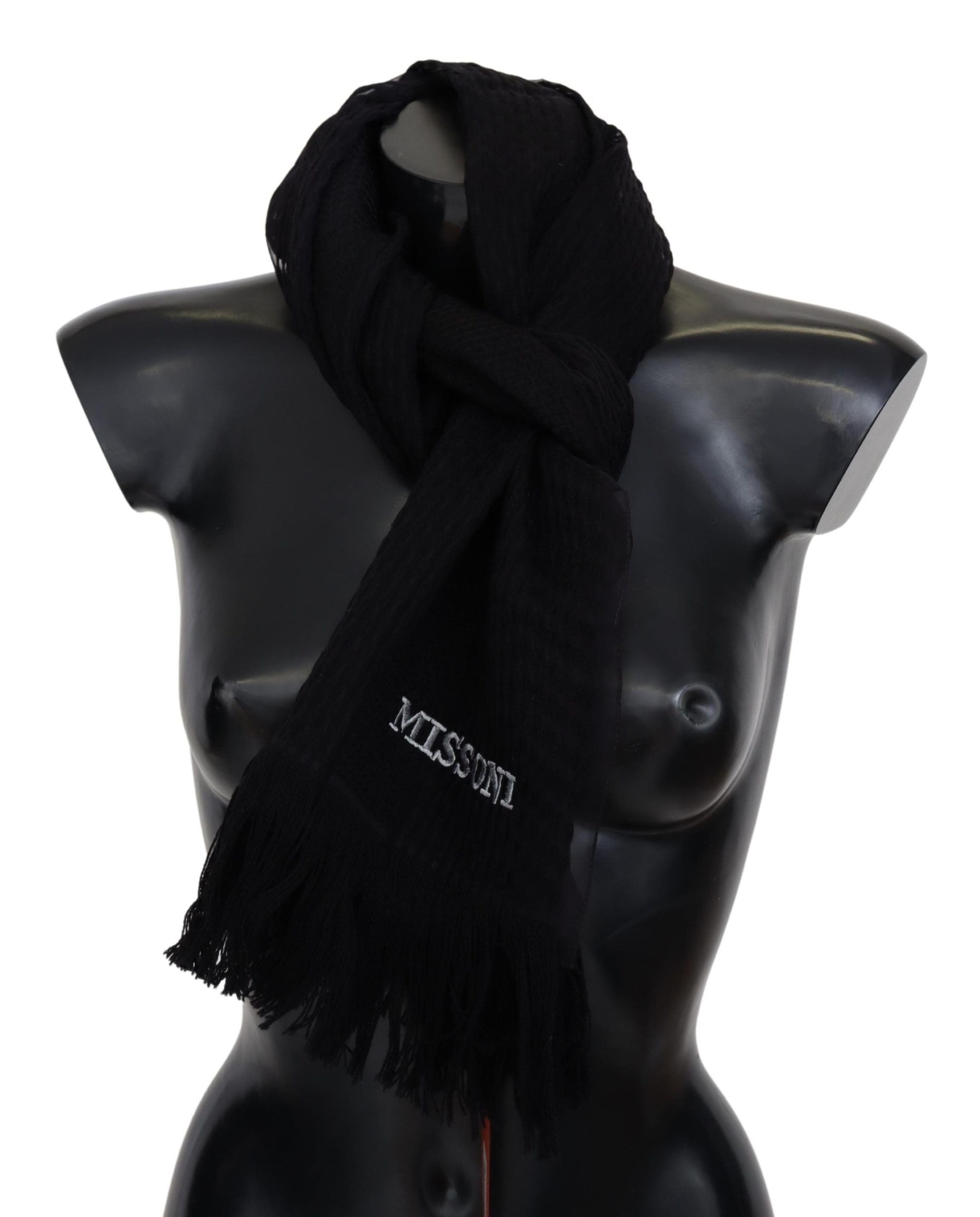 Black Wool Unisex Neck Warmer Wrap Scarf