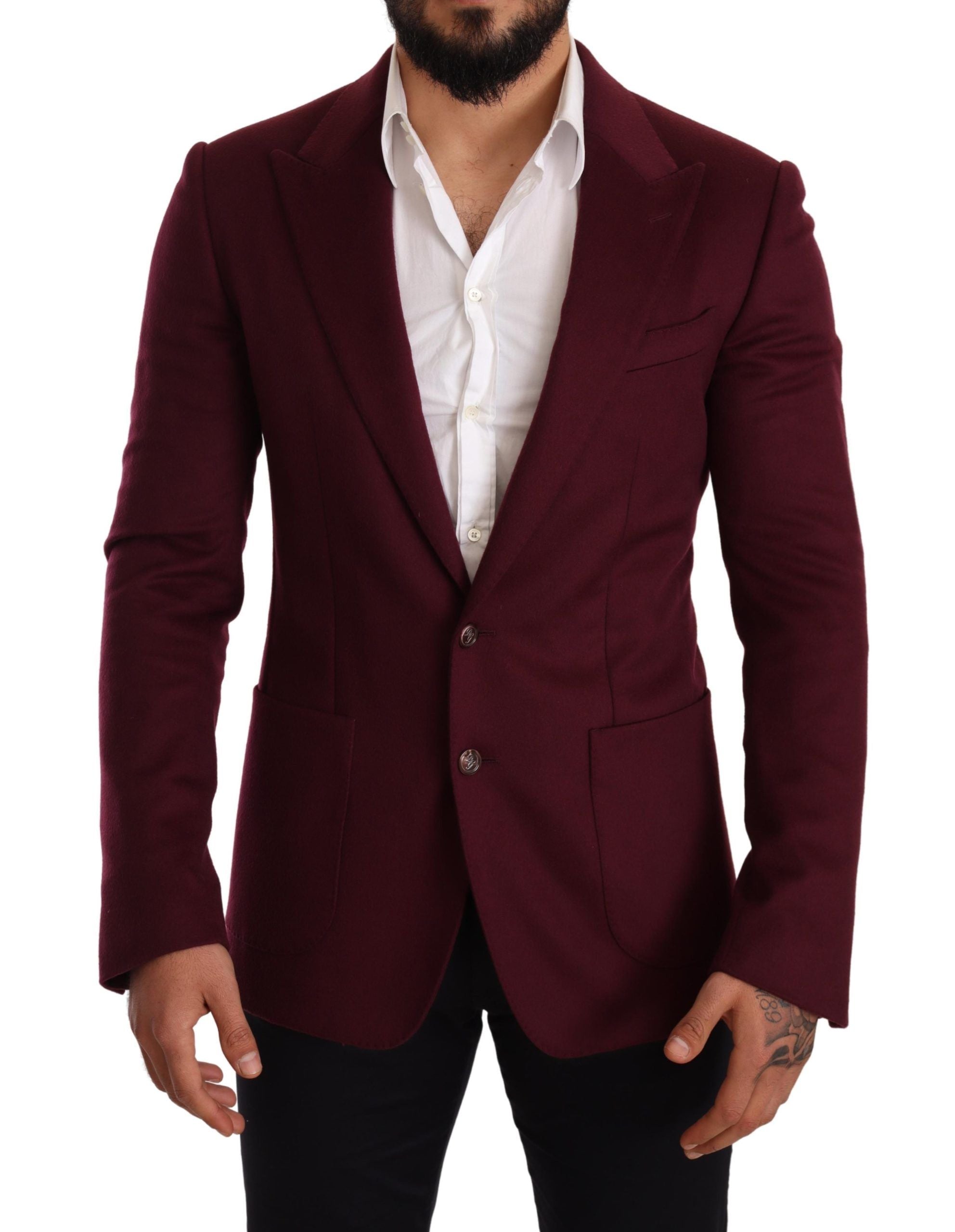 Kaschmirmantel, schmal geschnitten, bordeauxrot, Blazer