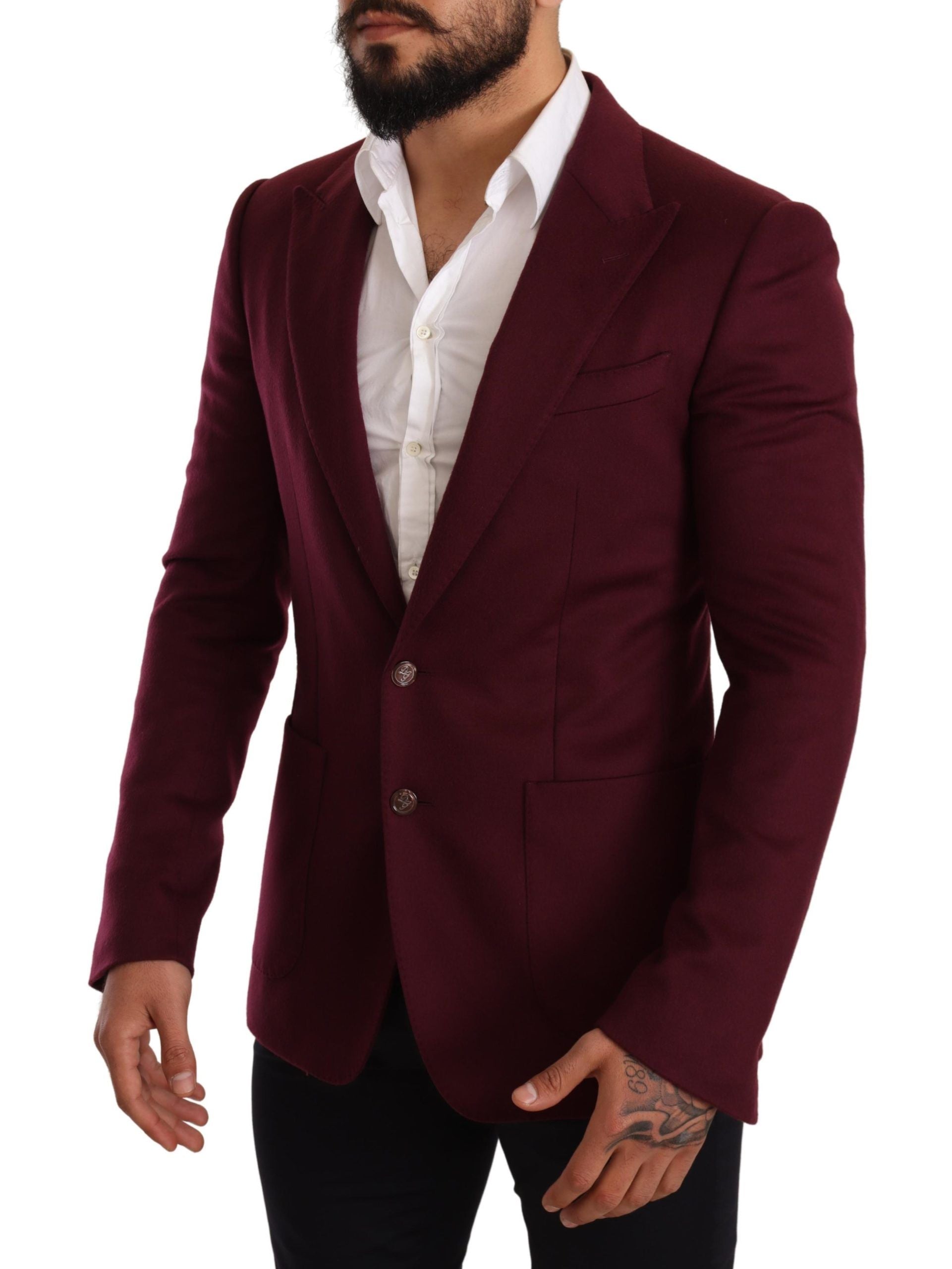 Kaschmirmantel, schmal geschnitten, bordeauxrot, Blazer