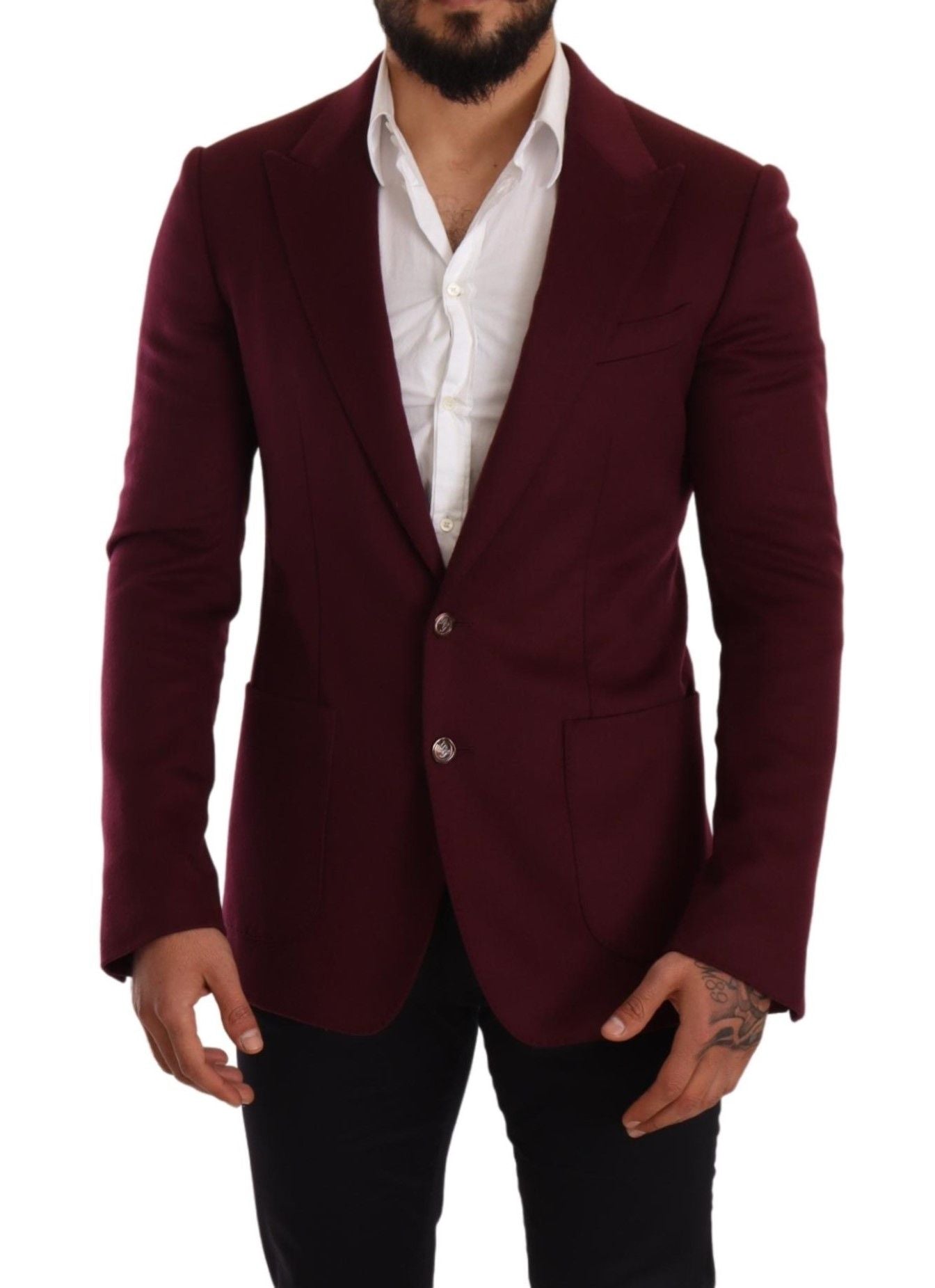 Kaschmirmantel, schmal geschnitten, bordeauxrot, Blazer