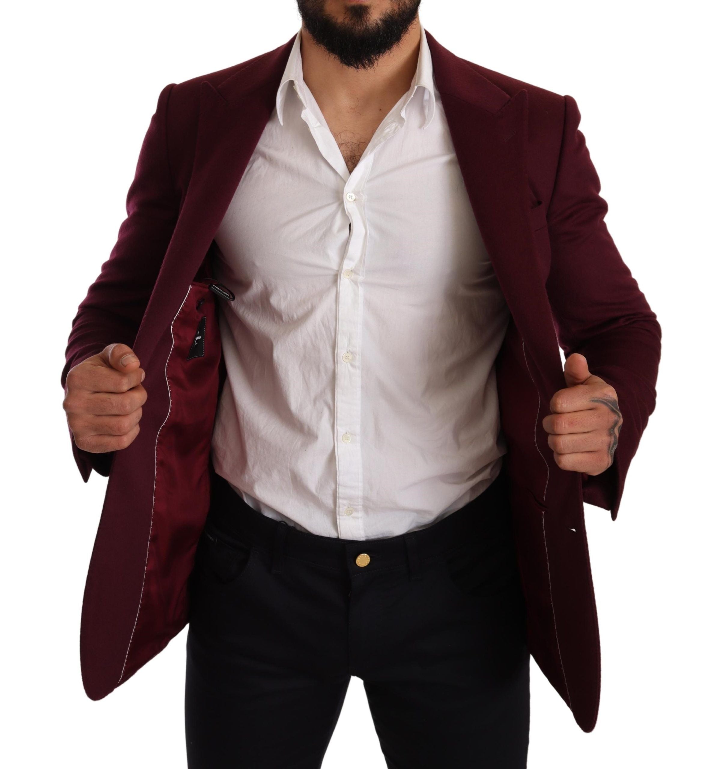 Kaschmirmantel, schmal geschnitten, bordeauxrot, Blazer