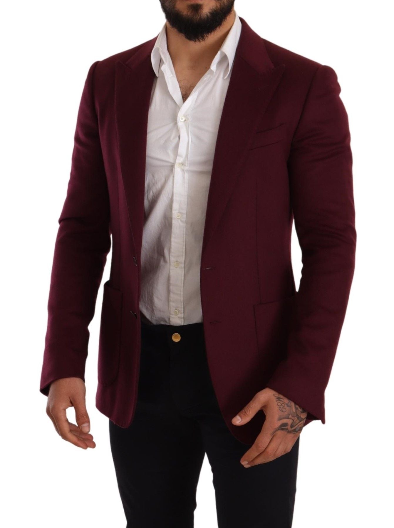 Kaschmirmantel, schmal geschnitten, bordeauxrot, Blazer