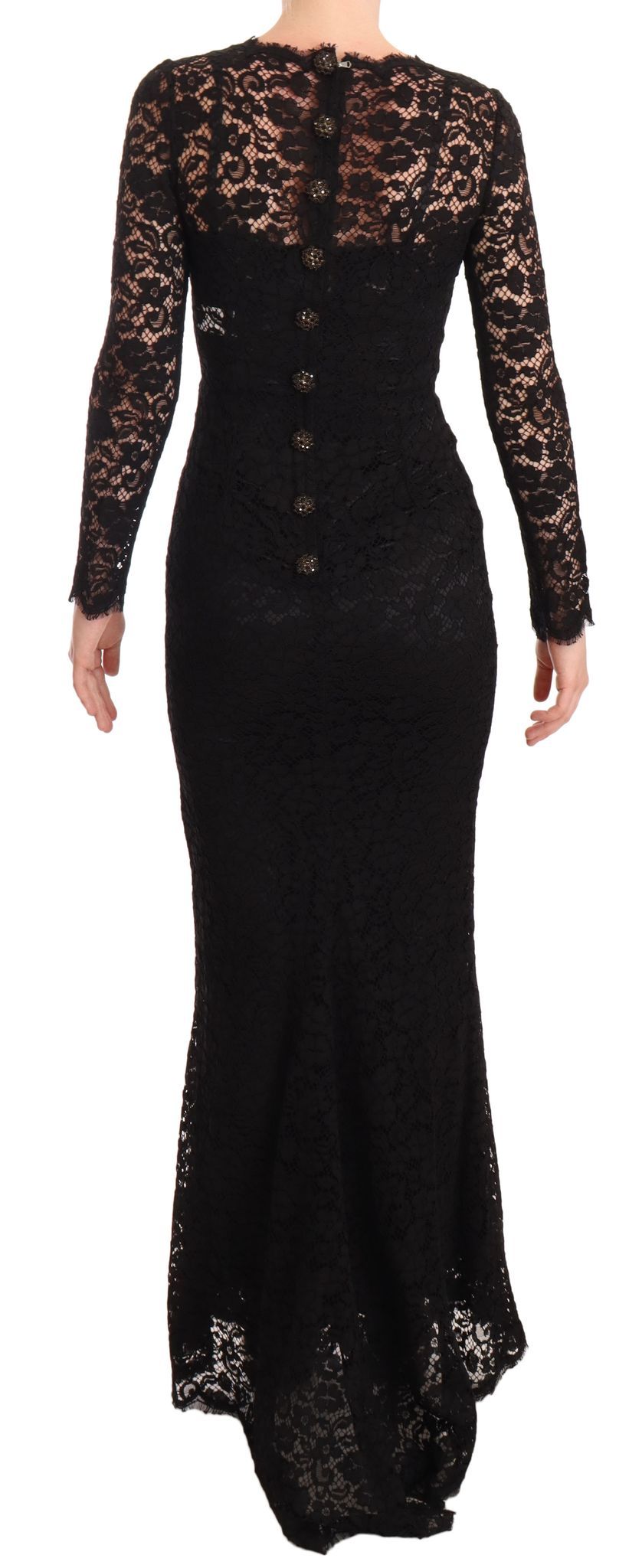 Black Cotton Lace Mermaid Long Sleeves Dress