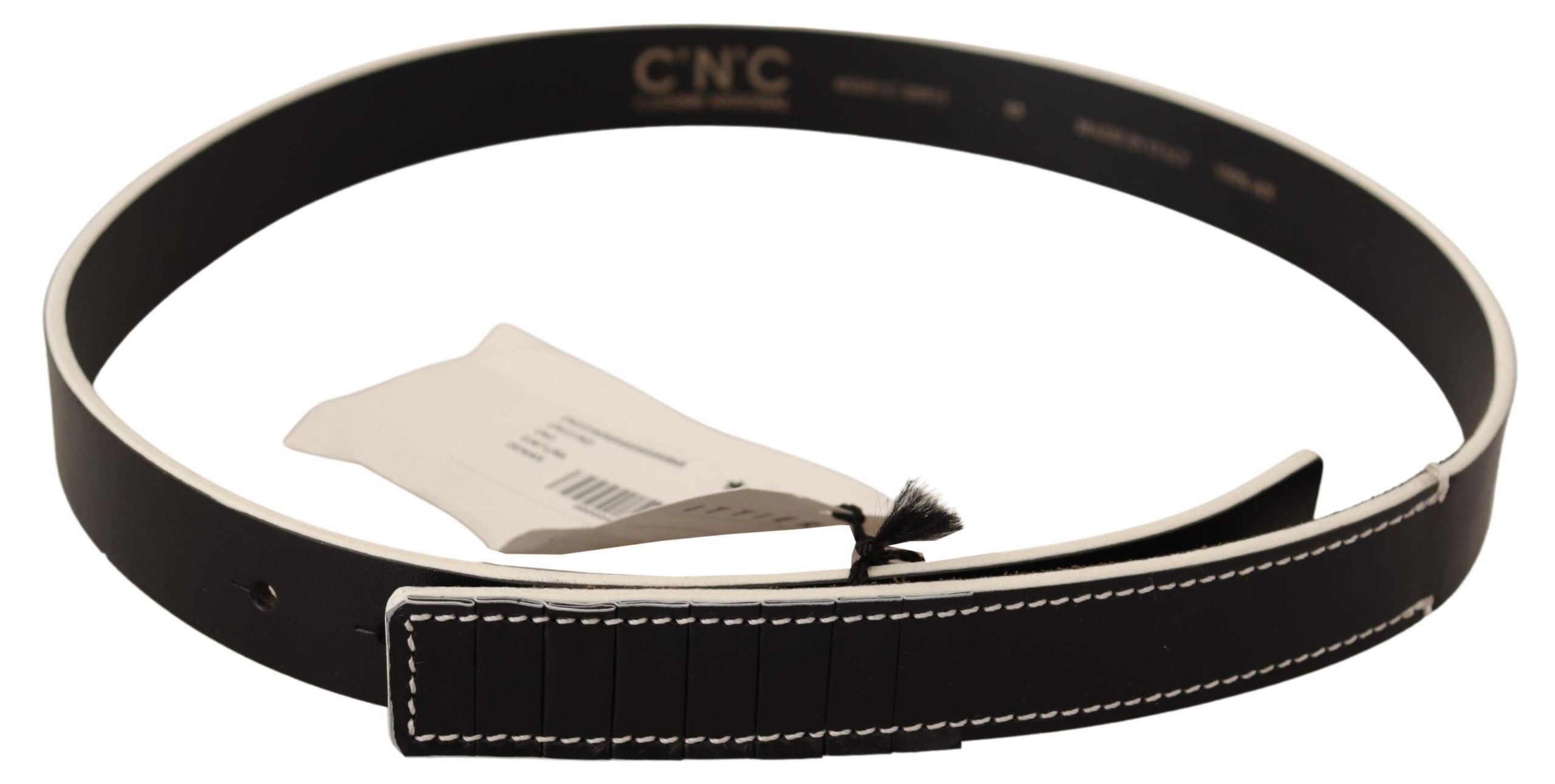 Black White Leather Fashion Waist Belt