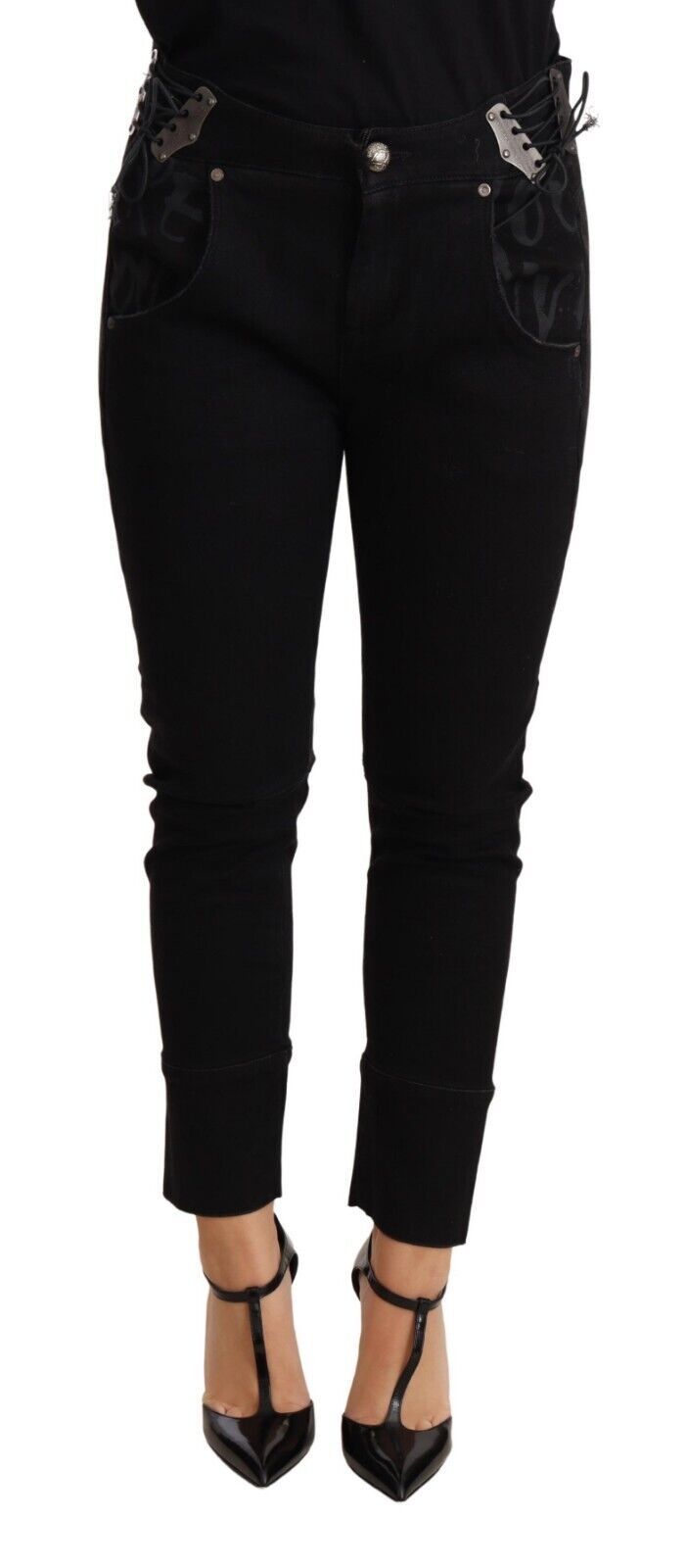 Black Low Waist Skinny Slim Trouser Cotton Jeans