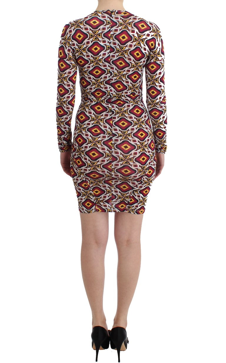 Multicolor Longsleeved Viscose Shift Dress