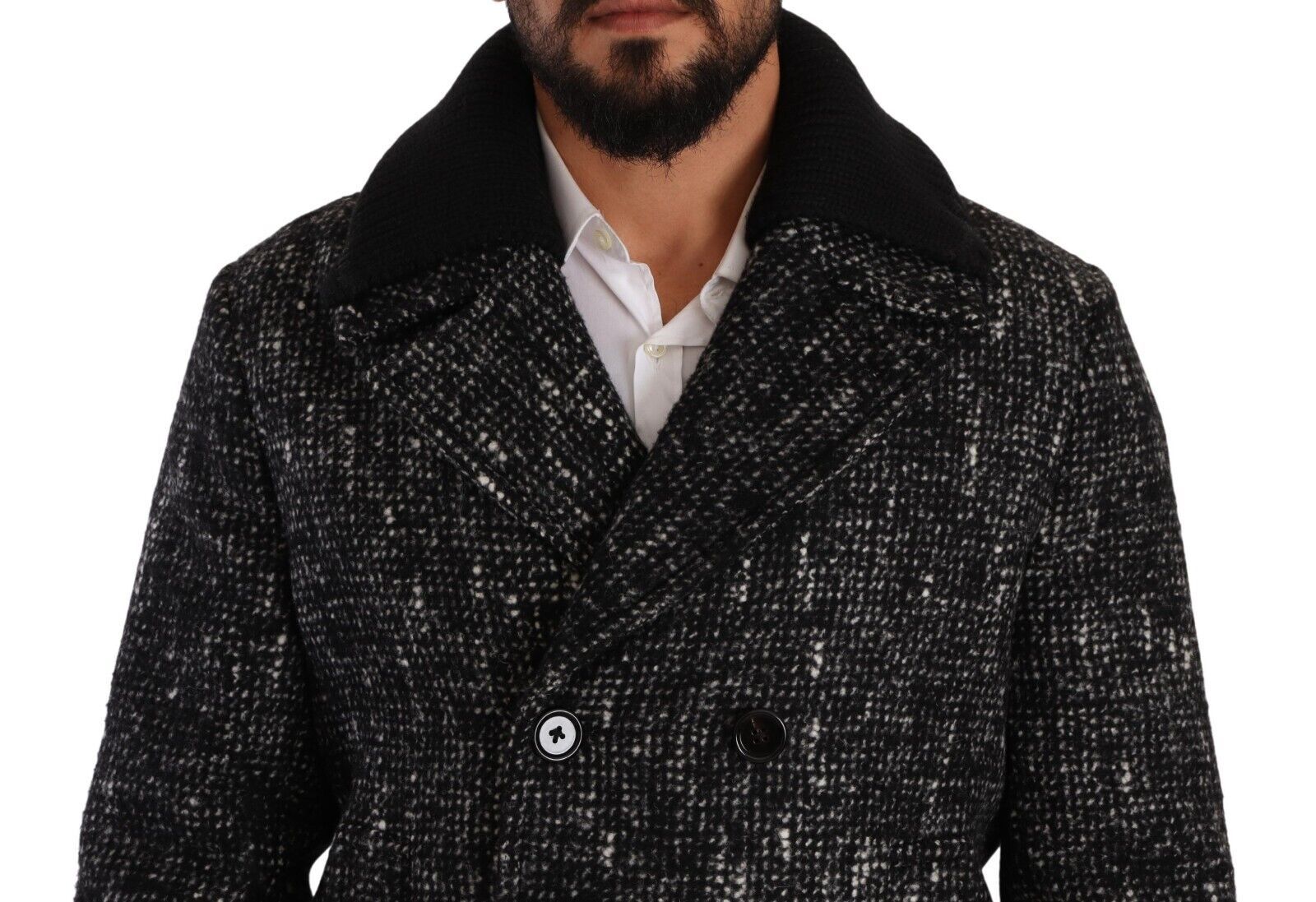 Black Wool Double Breasted Coat Men Jacket