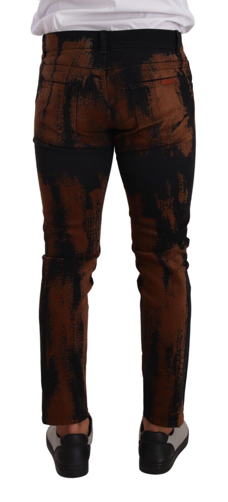 Black Brown Tie Dye Cotton Skinny Denim Jeans