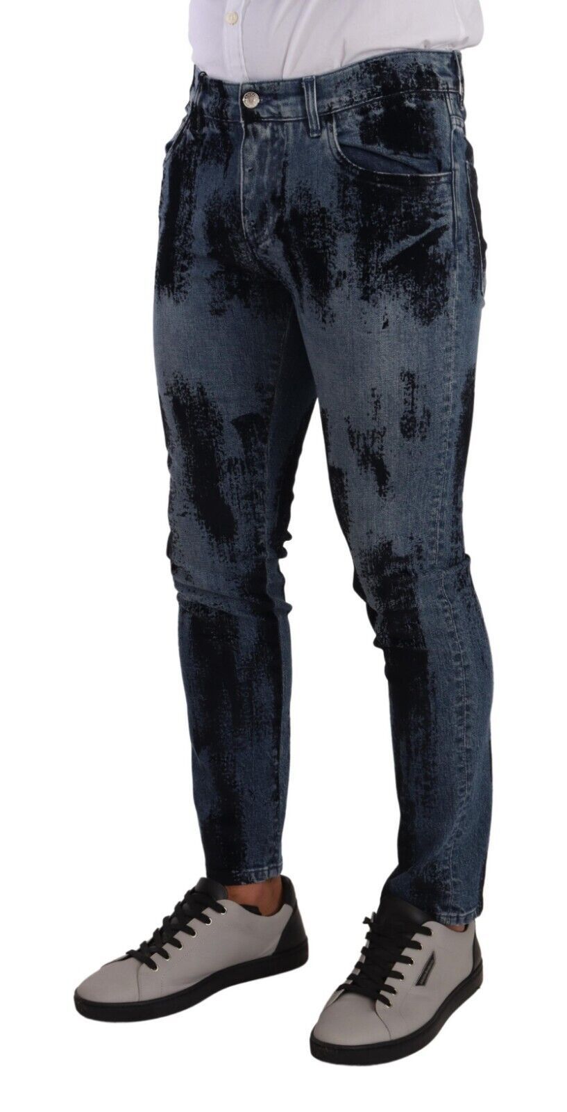 Blue Black Cotton Skinny Denim Jeans