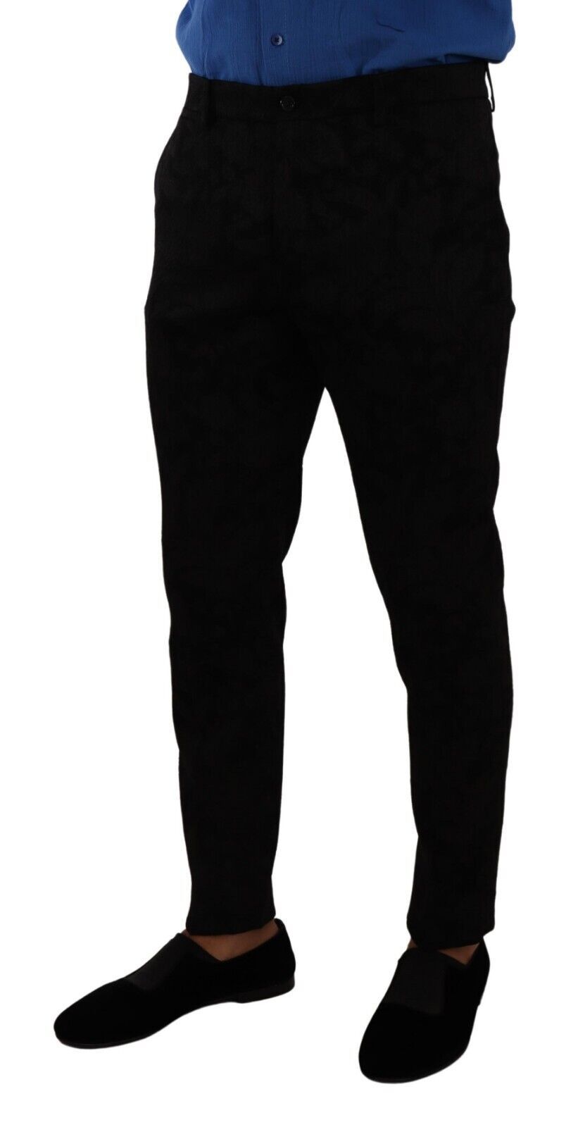 Black Brocade Skinny Formal Trouser Dress Pants