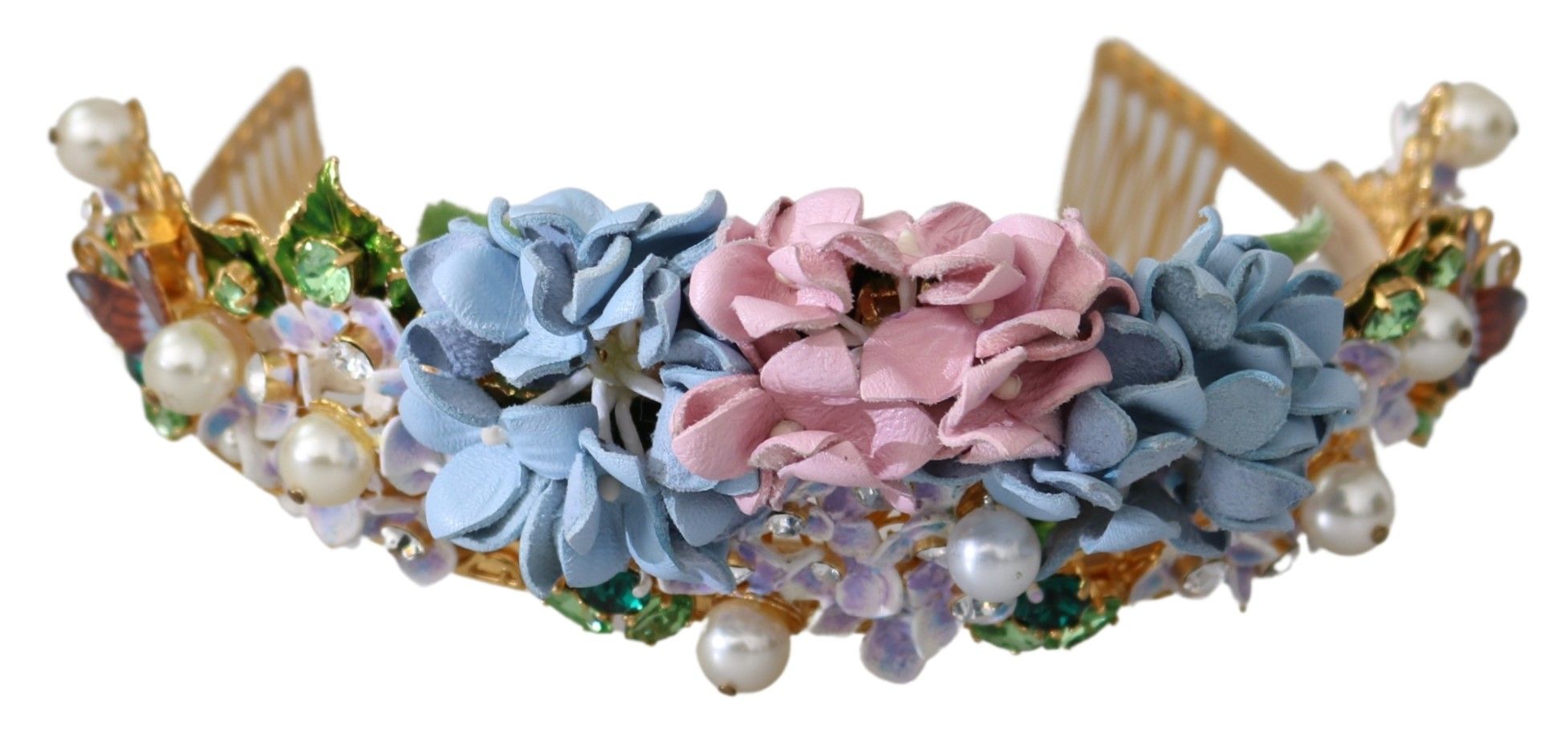 Gold Crystal Purple Hortensia Headband Crown Diadem