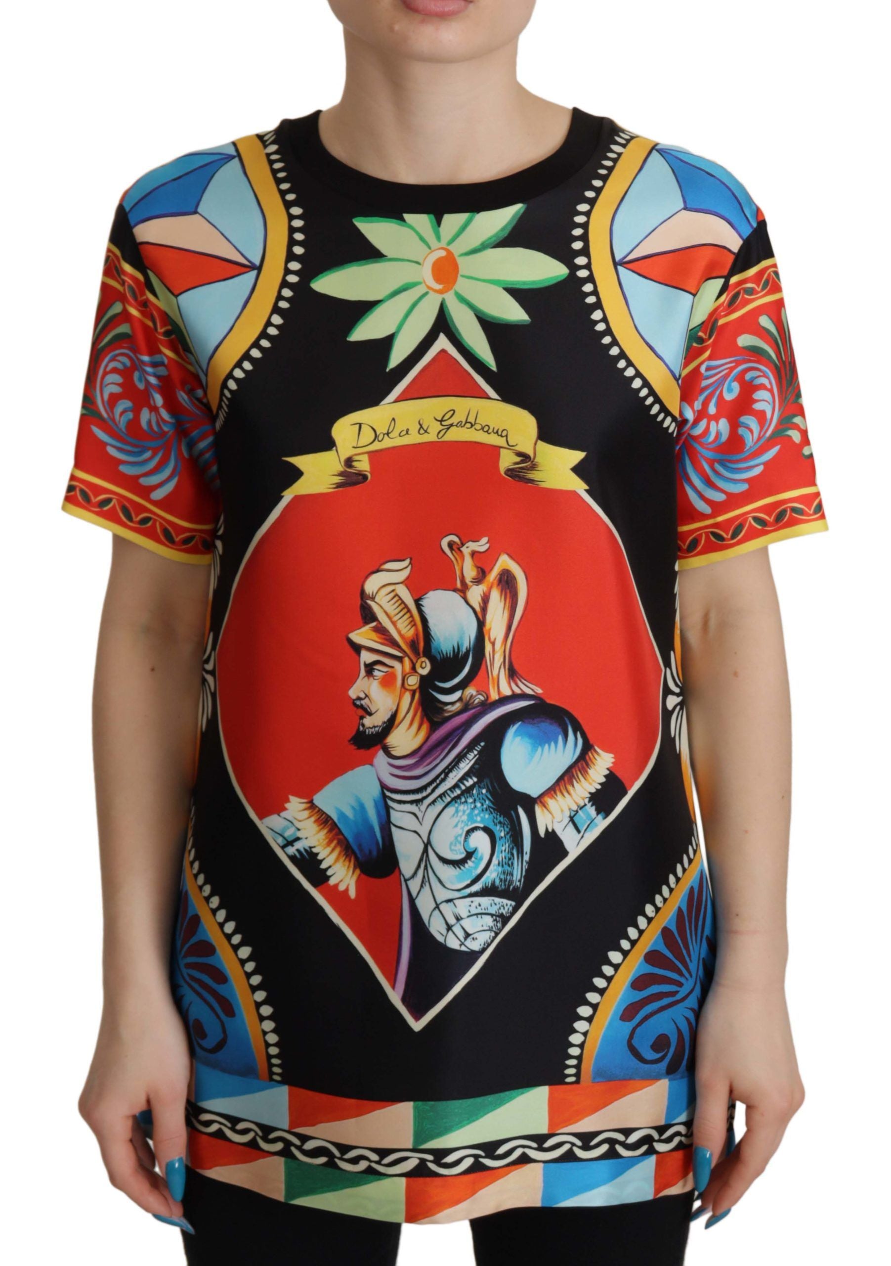 Multicolor Soldier Carretto Silk Top T-shirt