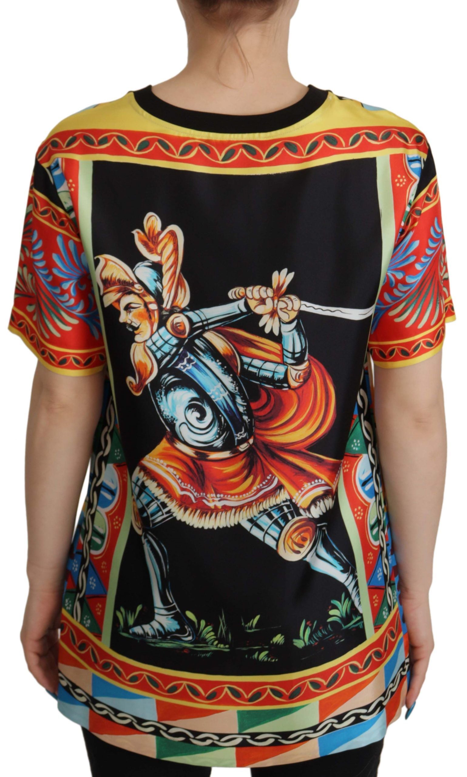 Multicolor Soldier Carretto Silk Top T-shirt