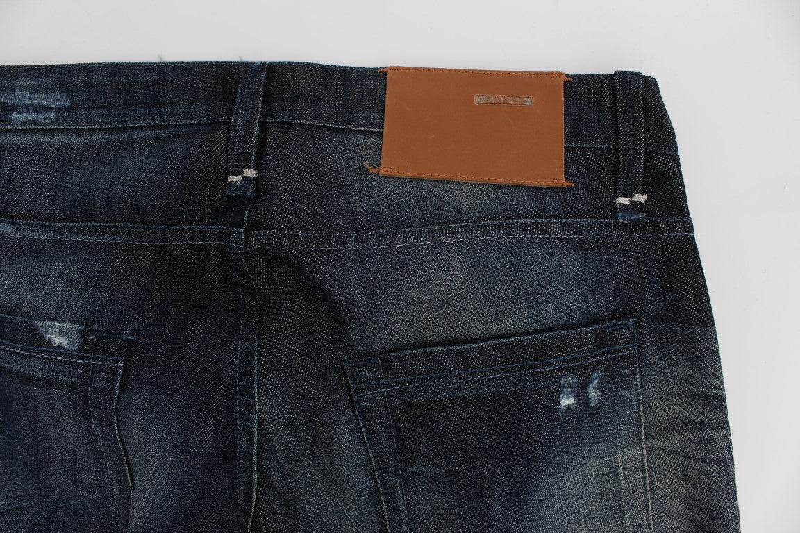 Blue Cotton Regular Straight Fit Jeans
