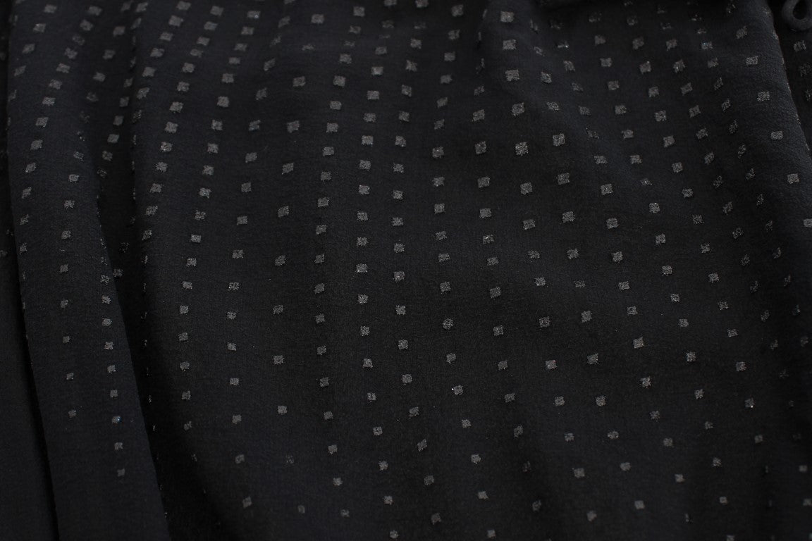 Black Neck Wrap Top Blouse