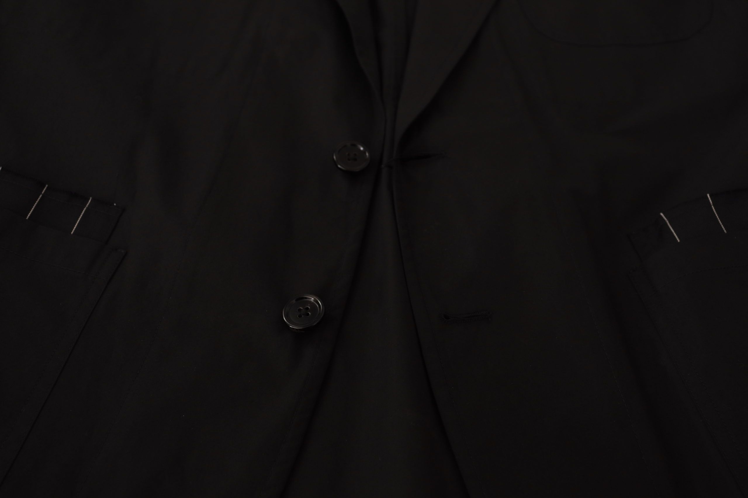 Black Cotton Single Breasted Blazer Jacket